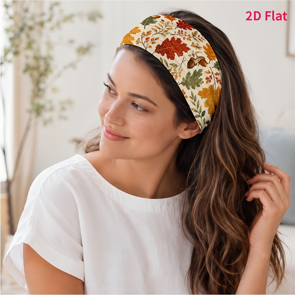 TEMU 2d Flat 1pc New Style Hair Band, And Print Pattern, Suitable For Yoga/fitness/daily /skincare, Photo /outing, Easy And Elegant, Fashionable And