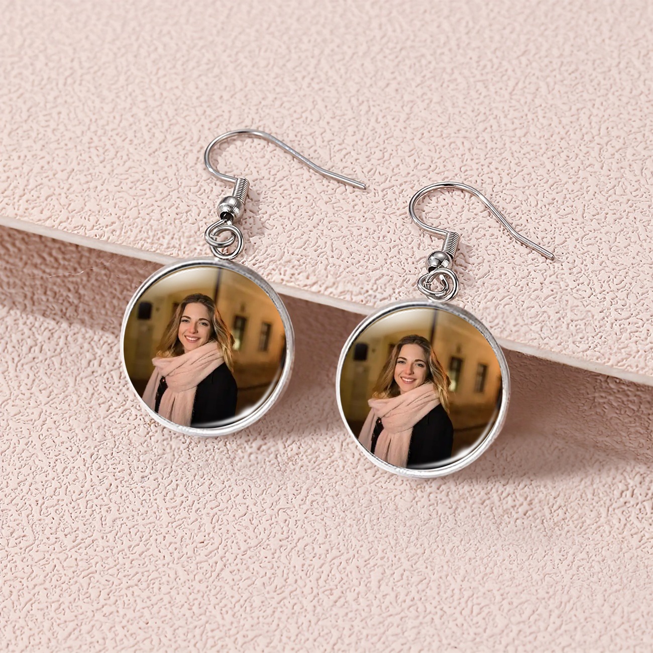 2pcs Custom Round Drop Earrings with Glass Bases