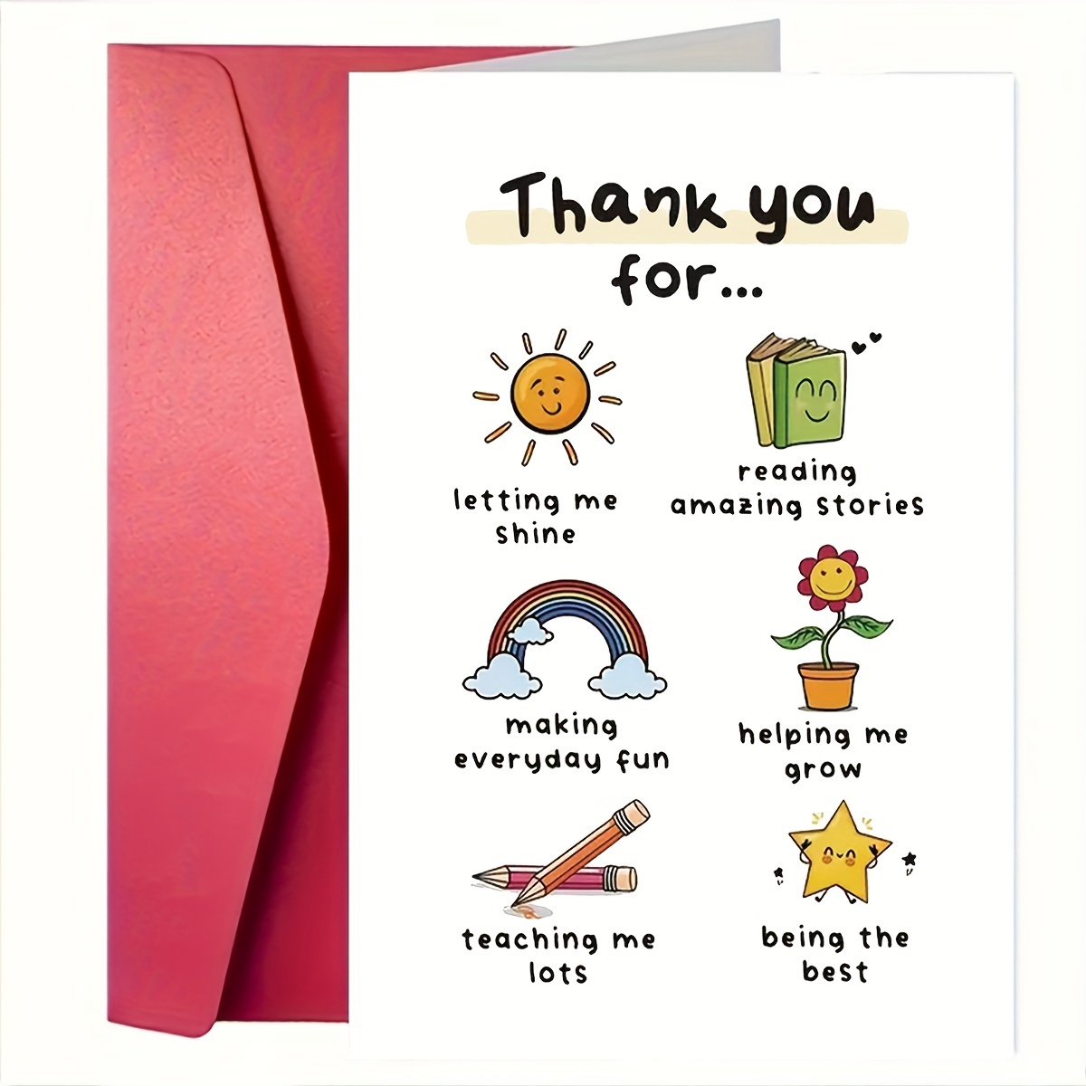 

Teacher Appreciation Greeting Card - 1pc, Cute And Fun Thank You Gift For Men And Women Educators, End Of Term Celebration, Best Teacher Gratitude Present, Birthday Greeting Card For Helping Me Grow