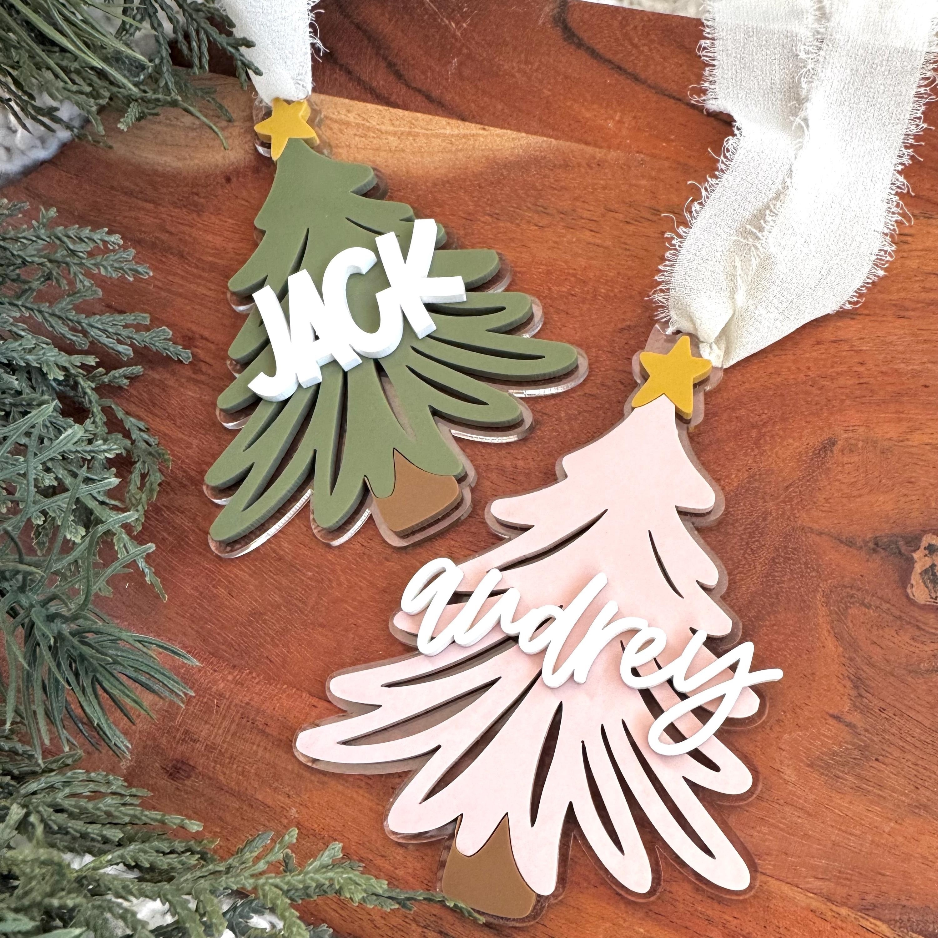 

Custom Acrylic Christmas Stocking Tag With 3d - Personalized English Letter Name, Holiday