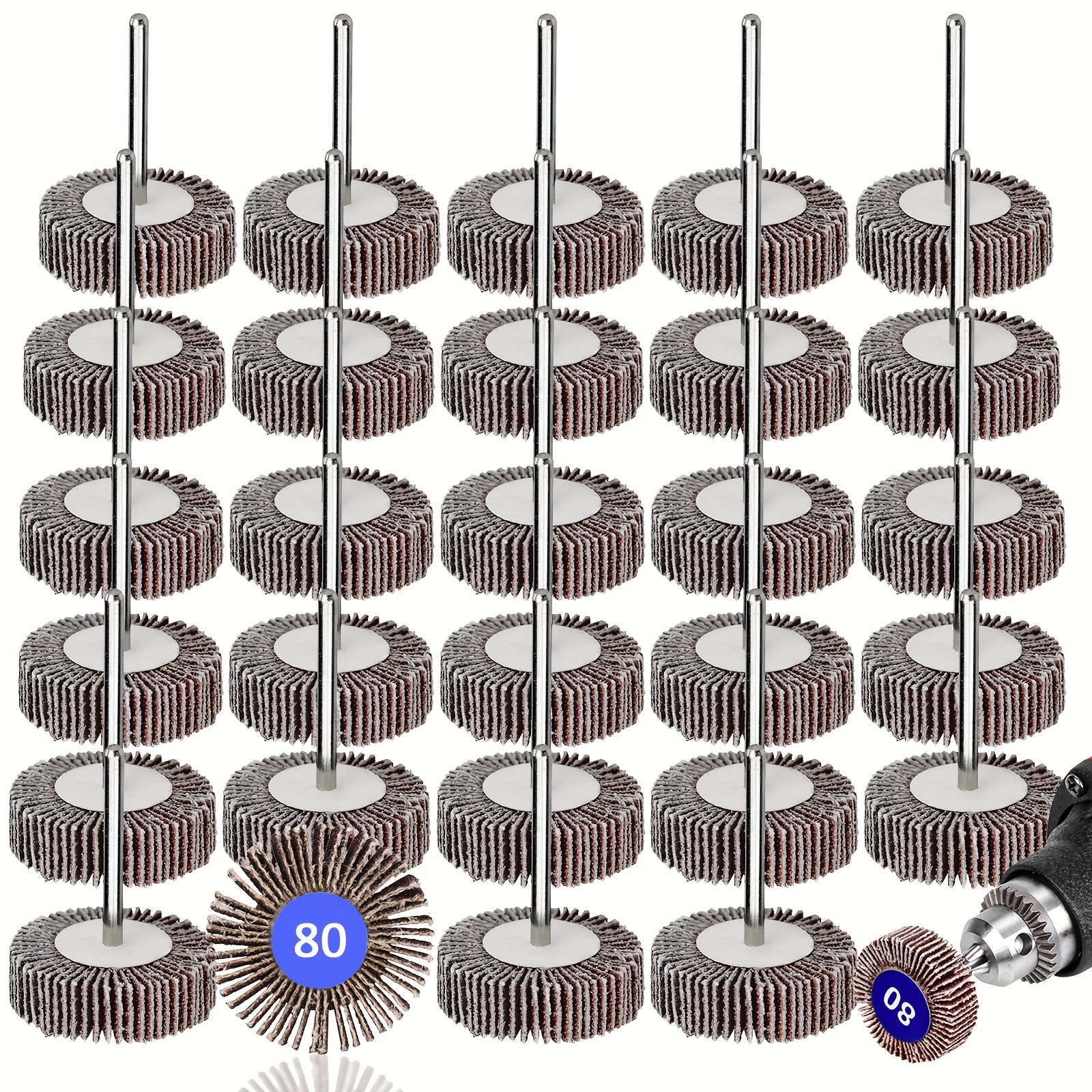 

Value Pack 30pcs Polishing Wheel, 80 Grits Sandpaper Shutter Wheel, Installation Diameter: 32mm, Suitable For Deburring And Polishing Of Rotating Tools