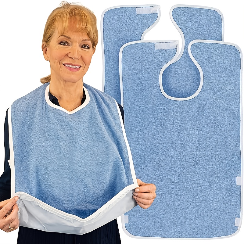 

Adult Waterproof Stain-resistant Polyester Drool Bib With Hook & Loop Closure, Woven Fabric, Washable Elderly Care Bib