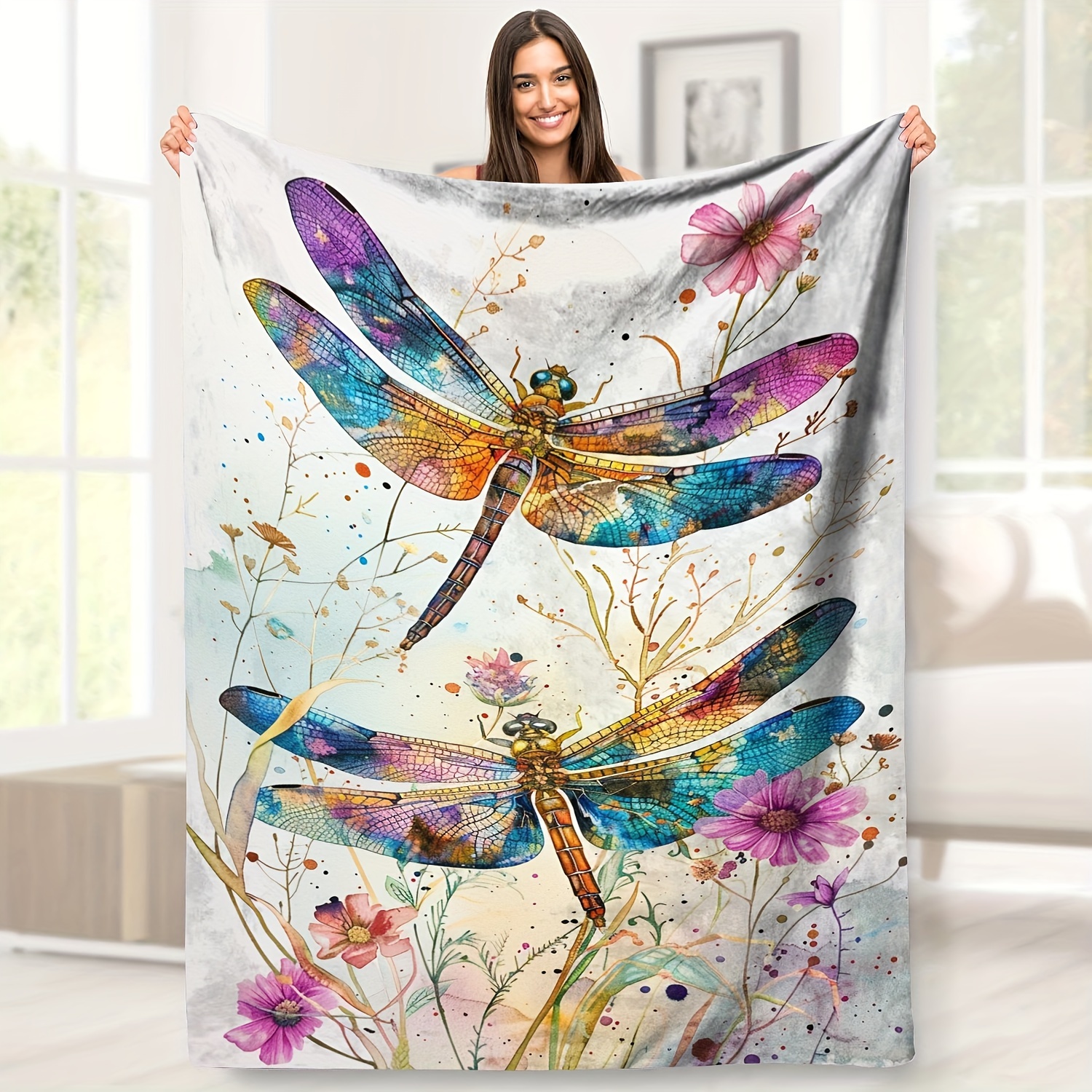 

Vibrant Watercolor : Soft Fleece, Animal Theme, All Seasons, 65" X 165cm