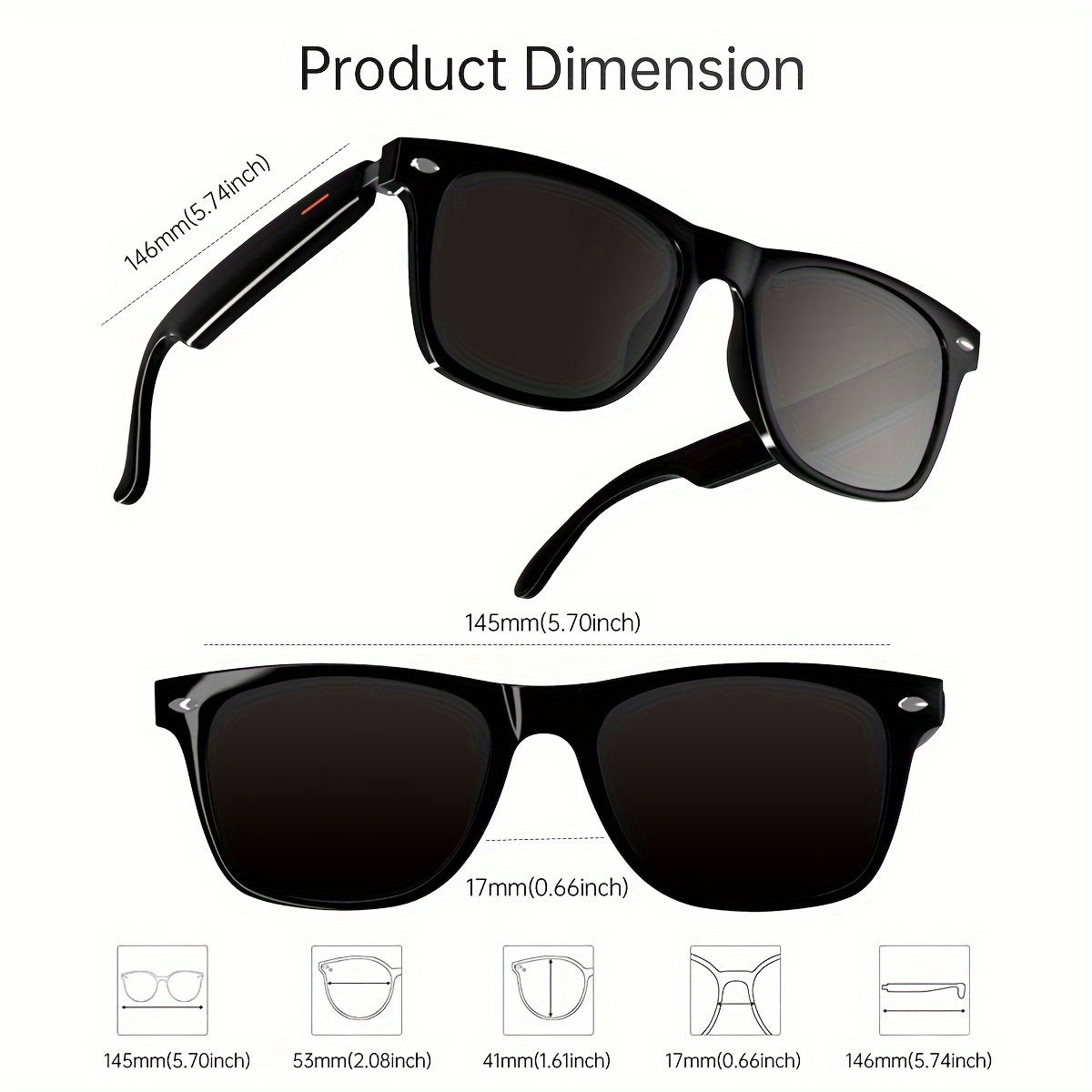 نظارات ذكية لاسلكية للصوت للرجال/النساء، ميكروفون ومكبرات - Temu