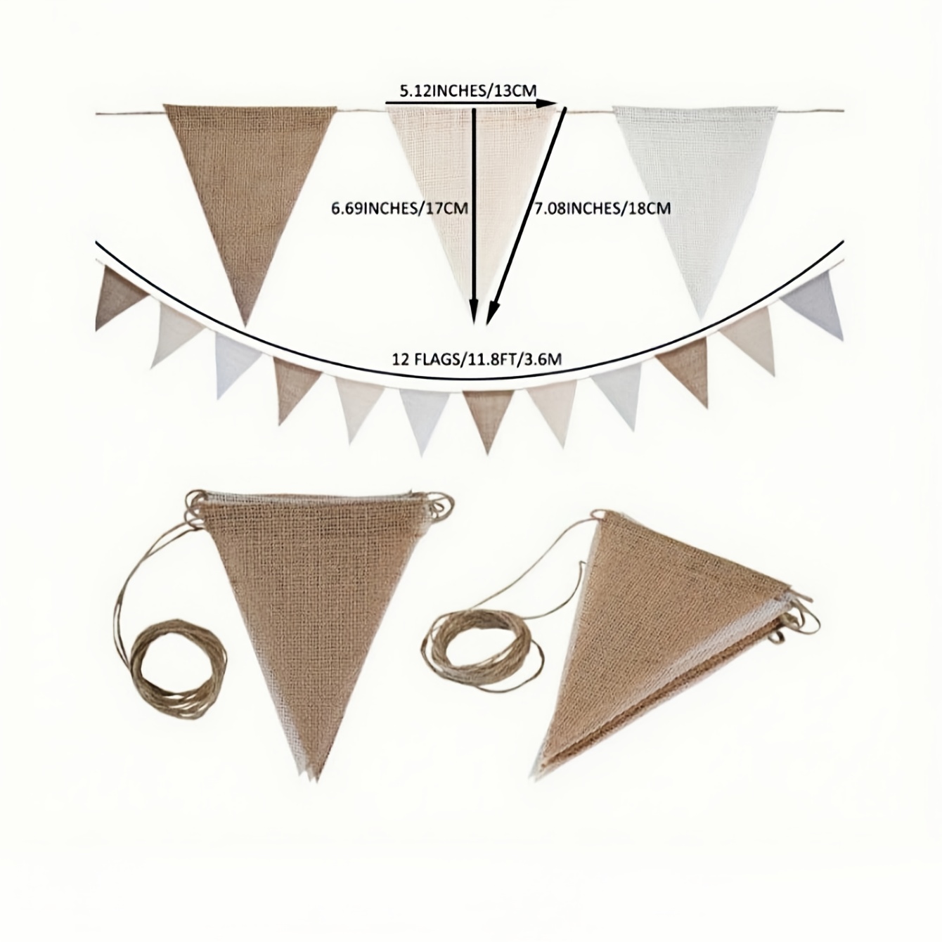 Image of 1 Set Burlap Banner Burlap Triangle Pennant Flag Bunting Garland Birthday Wedding Baby Shower Engagement Camping Country Bohemia Spring Easter Graduation Party Decoration