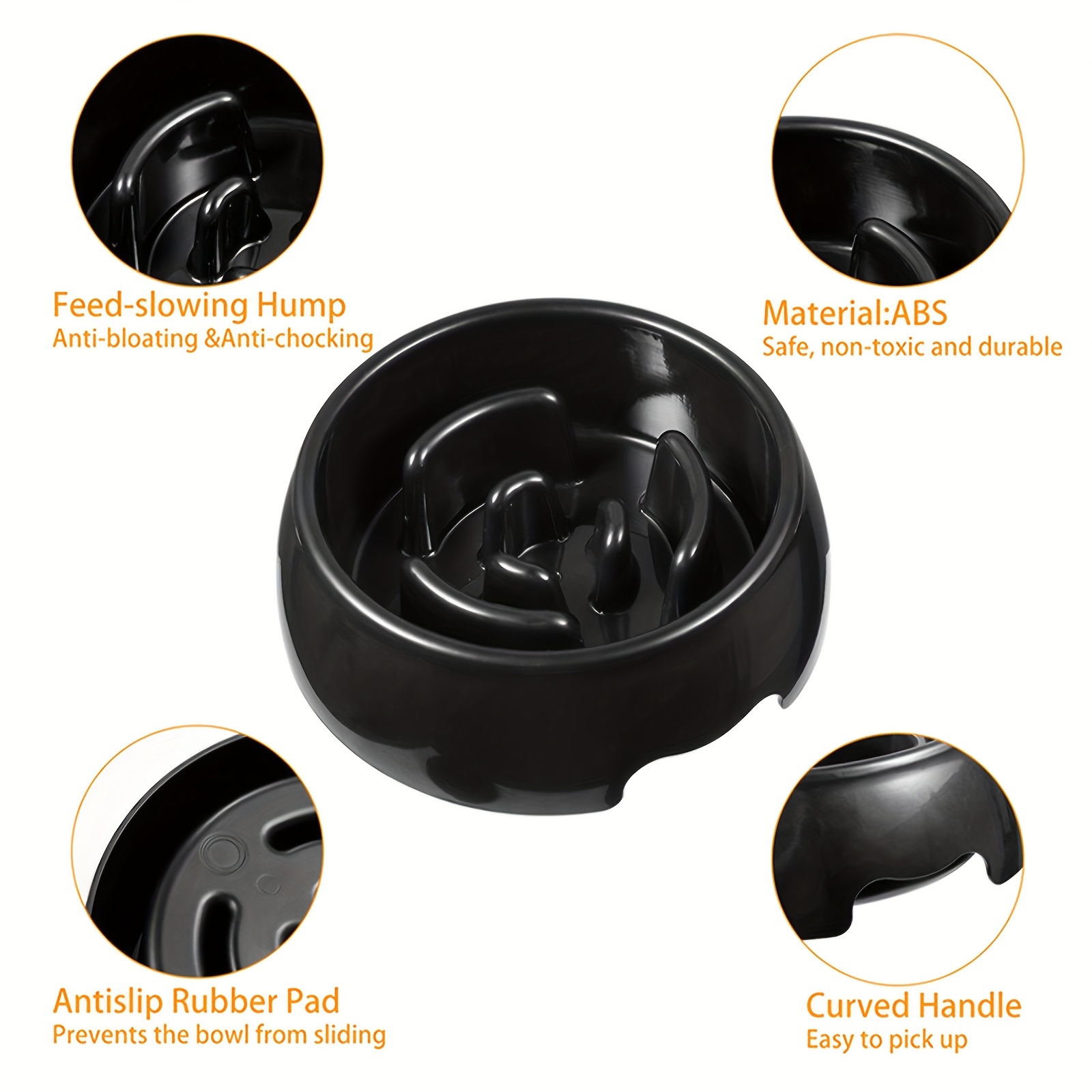 Personalized Slow Feeder Dog Bowl - Non-Slip Maze Puzzle for Large & Medium Breeds, Interactive Design Prevents Choking & Bloat, Customizable with Your Pet’s Name, Black, Dog Bloat Prevention | Puzzle Feeder Design | Custom Pet Product, Dog Slow Feeder Bowl