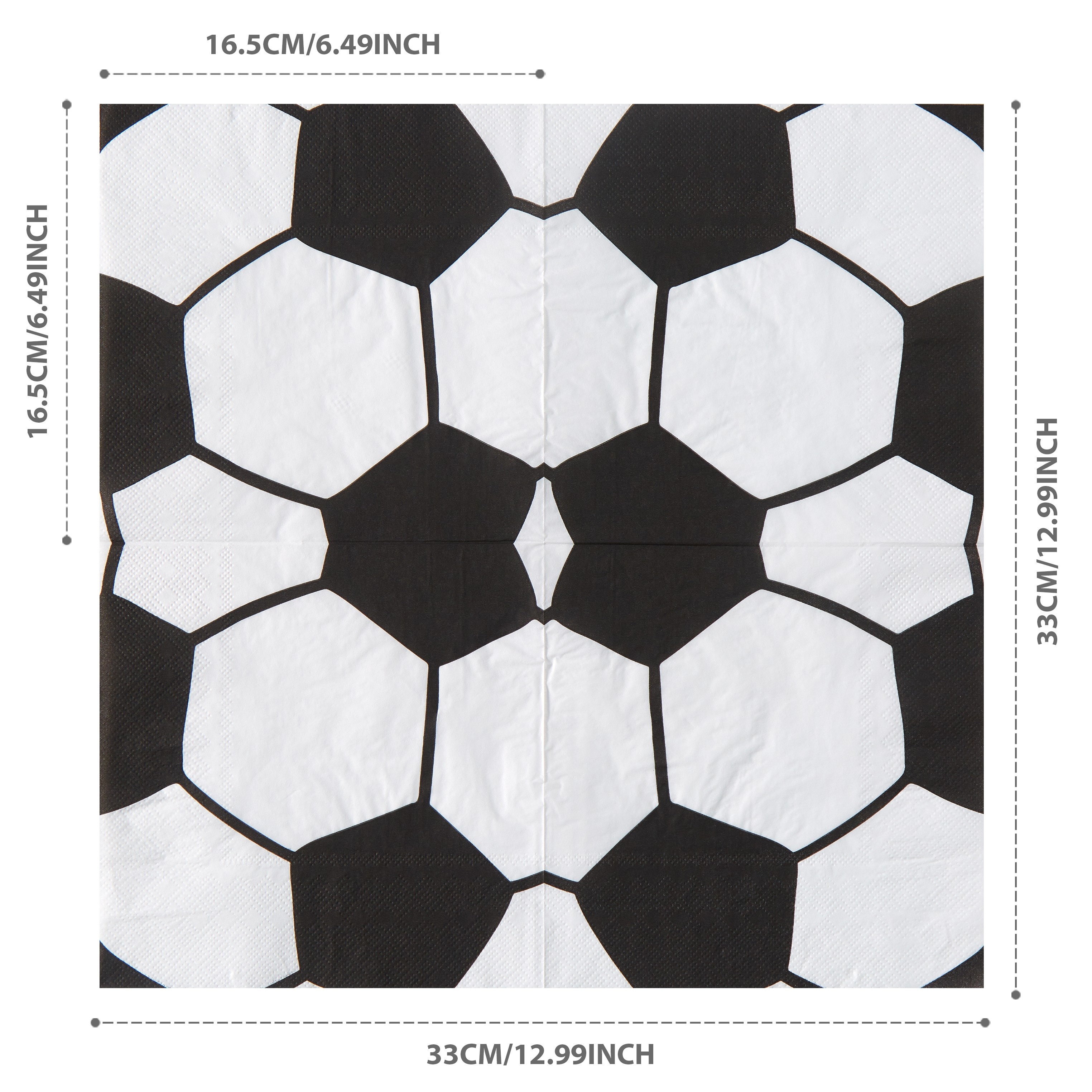 TEMU 25pcs Soccer-themed 13x13" Disposable Napkins - White & Black Football Design, Ideal For Parties & Daily Use, Party Napkins | Football Motif |