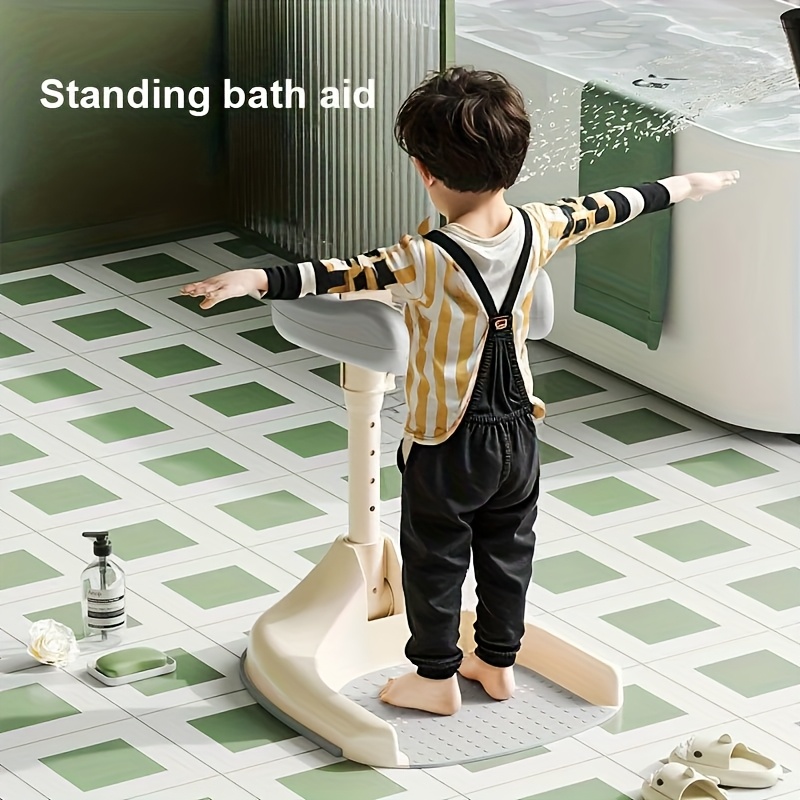 Adjustable Folding Baby Standing Bathtub Stand, Non-Slip Children's Bathing Aid, Household Bathtub Rack for Standing Hair and Bottom Washing