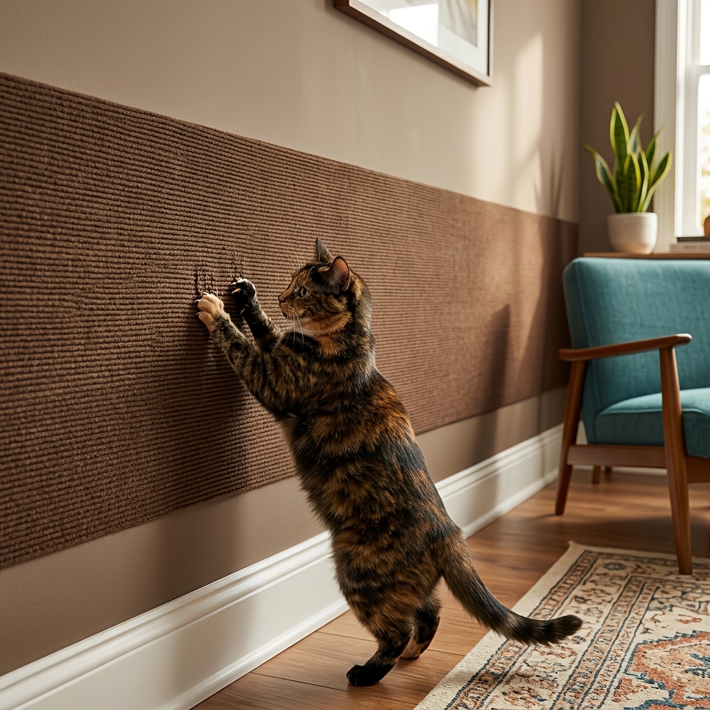 TEMU Zsv Self-adhesive Cat Scratching Board Suitable For Sofas, Walls & Furniture - Thickened High- Glue Backing With Luxury Texture, Strong Sticky,