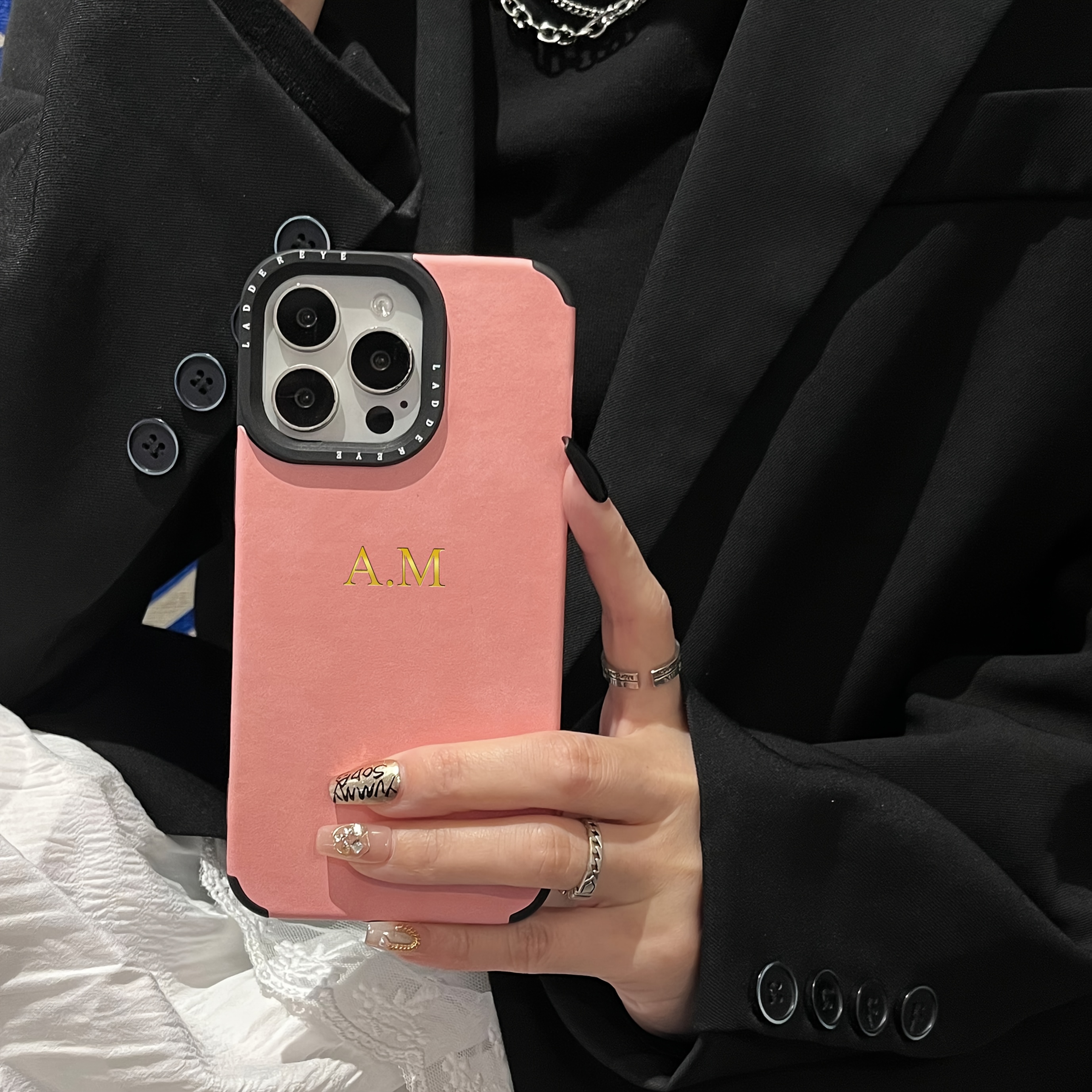 Personalized Custom Initial Name Phone Case for Iphone Models 16, 15, 14, 13, 12, And 11 Pro Max, Featuring a Luxurious Suede Faux Leather Soft Back Cover, Ideal for 3D DIY Engraved Letters, Perfect As Birthday And Festival - Image 11