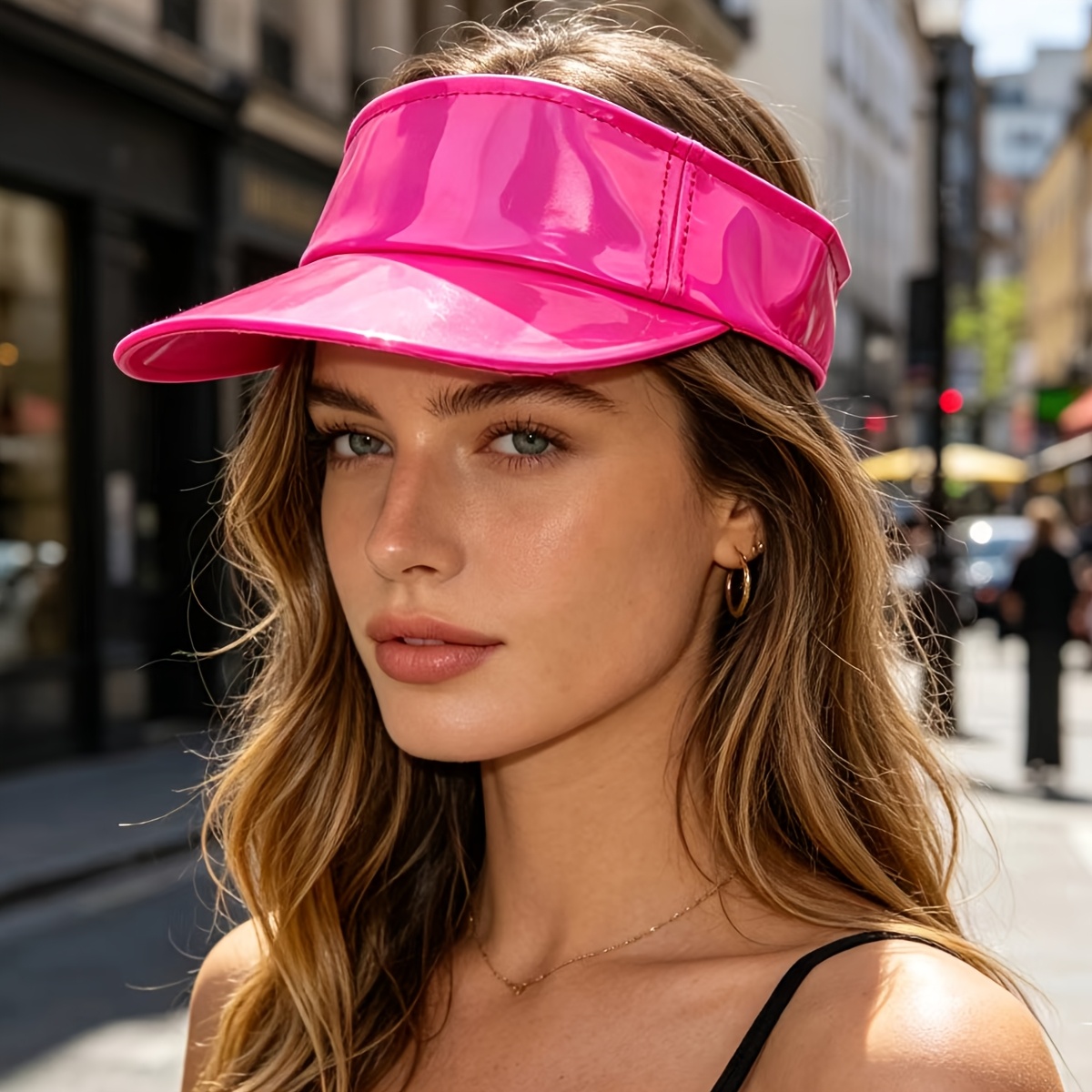 TEMU Nouveau chapeau de baseball vide tendance et décontracté style coréen pour hommes et femmes, , chapeau de plage vide brillant en PU