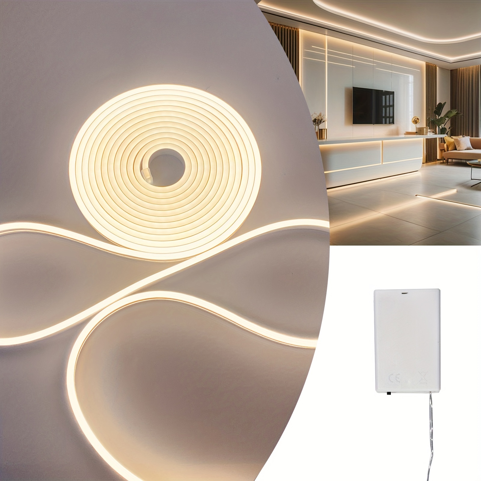 

Water-resistant Led Strip Lights For Christmas And More - Battery Powered With On/off Switch, Non-wireless, Indoor/outdoor Use, White Lighting For Parties, Balconies, Restaurants - No Battery Included