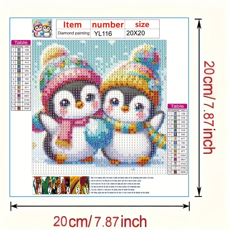 1pc Combination Painting, 7.9x7.9inch Frameless 5d Diamond Painting Decoration Penguin, Painting, Brand New Handmade…: retailer-supplied image