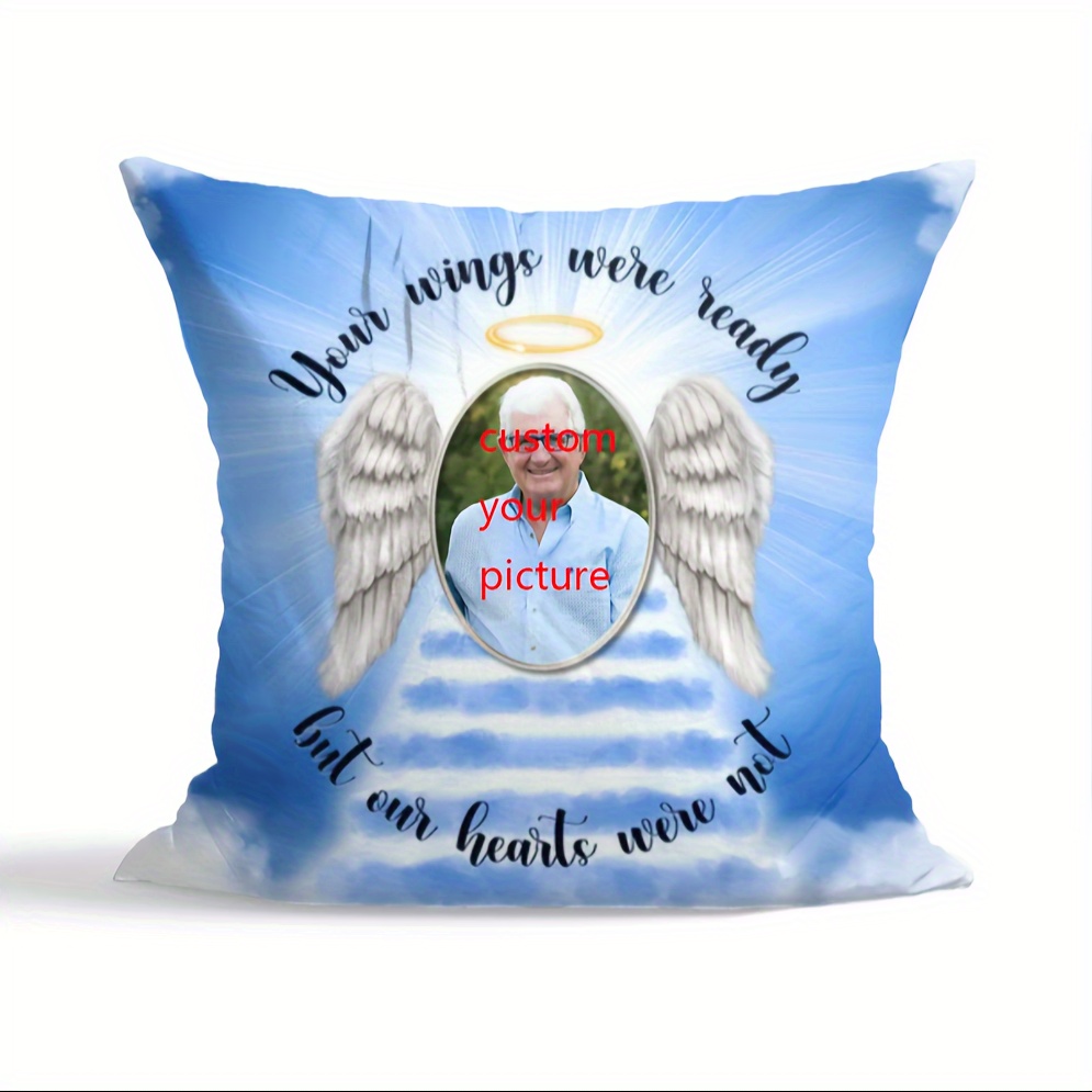 

Customized, Short Plush Throw Pillow Outdoor Throw Pillow Single Sided Printing Personalized Memorial Pillow, Loss Of Loved 1 Gift, Your Wings Were Ready, Photo Pillow No Pillow Core