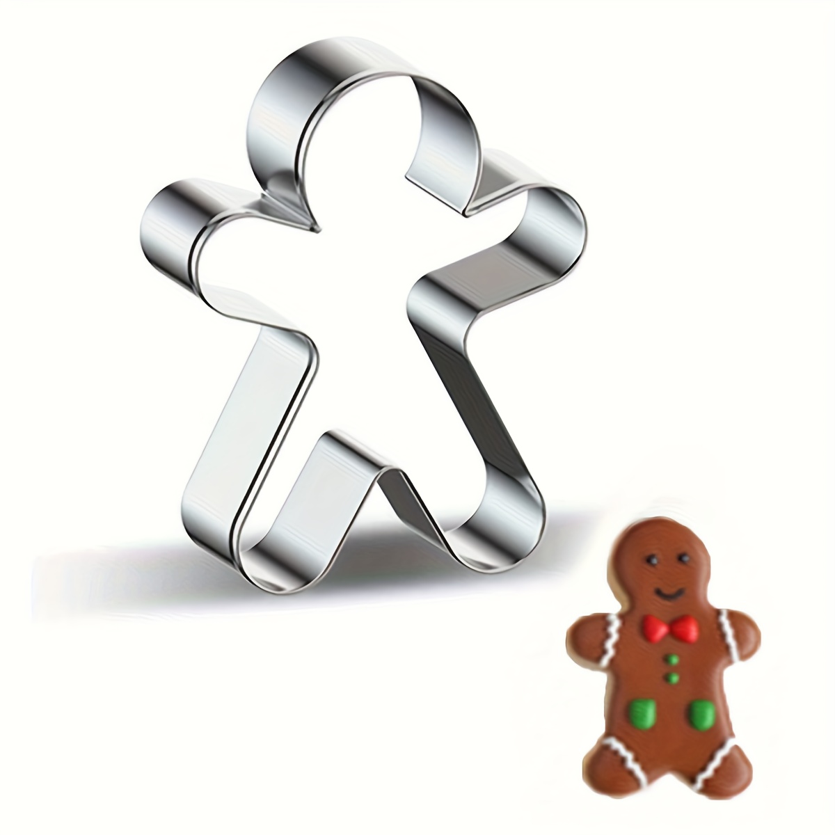 Image of A Stainless Steel Cookie Cutter For Christmas, Perfect For Making Gingerbread Men And Cakes