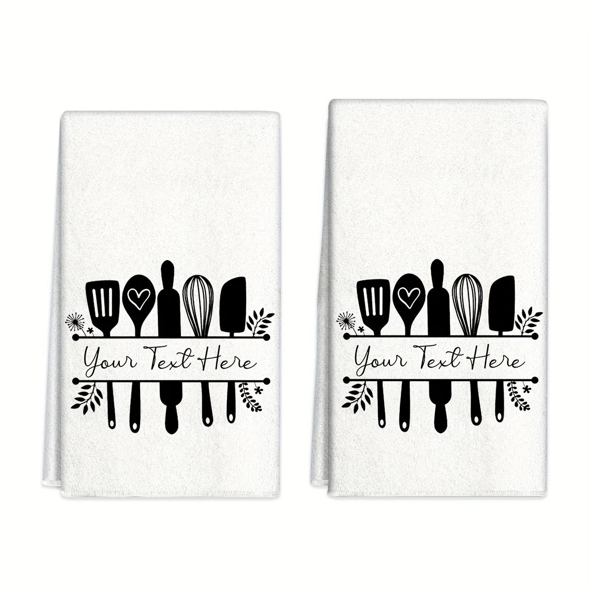 TEMU 2pcs Custom Name Kitchen Towels - Microfiber, Absorbent & Decorative Dish Cloths For Cooking, Baking, Housewarming Gifts - Machine Washable