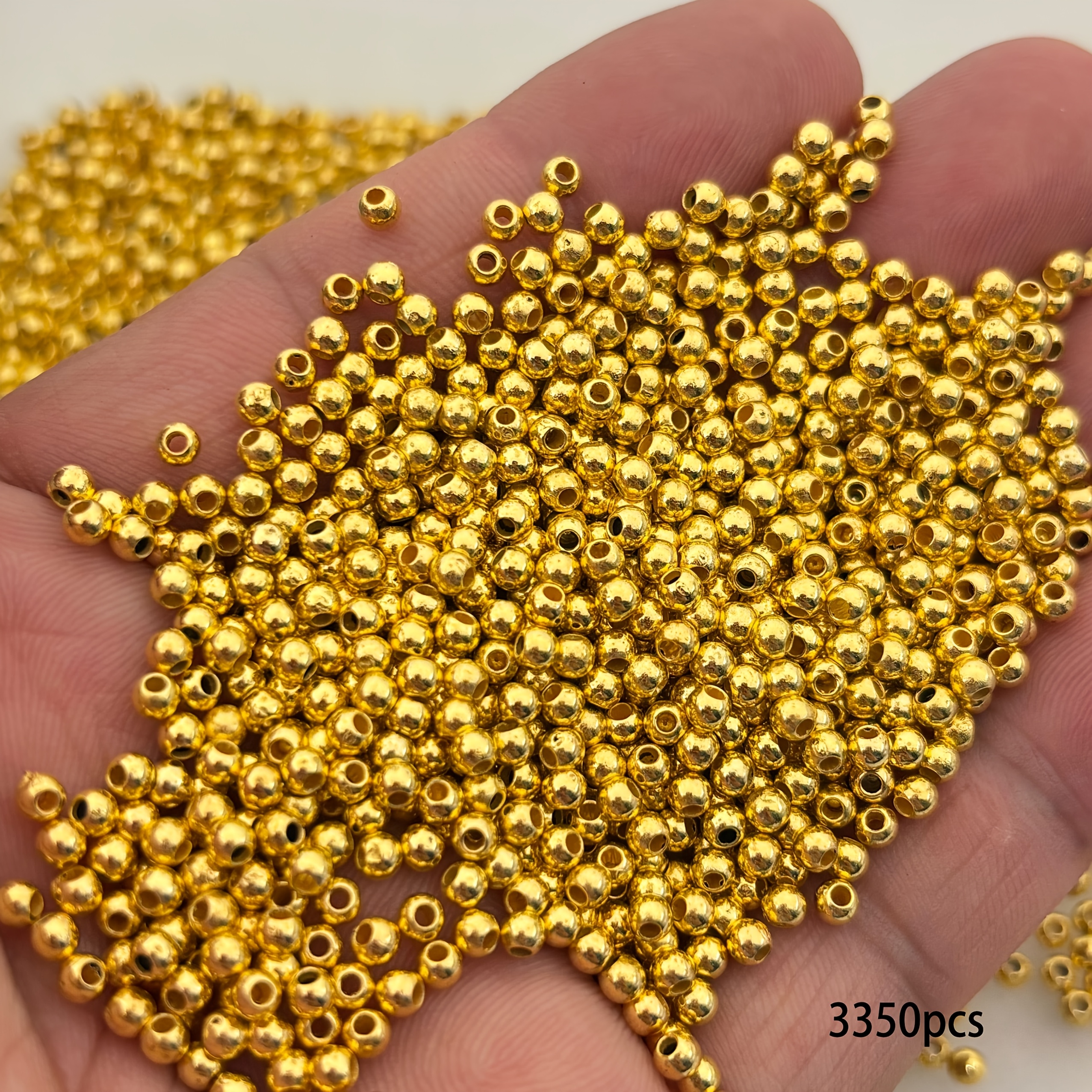 TEMU 3350 Cuentas de Semillas Doradas Plateadas de 3 mm, Cuentas Decorativas Perfectas para Hacer Joyas, Pulseras, Aretes, Collares y Manualidades,