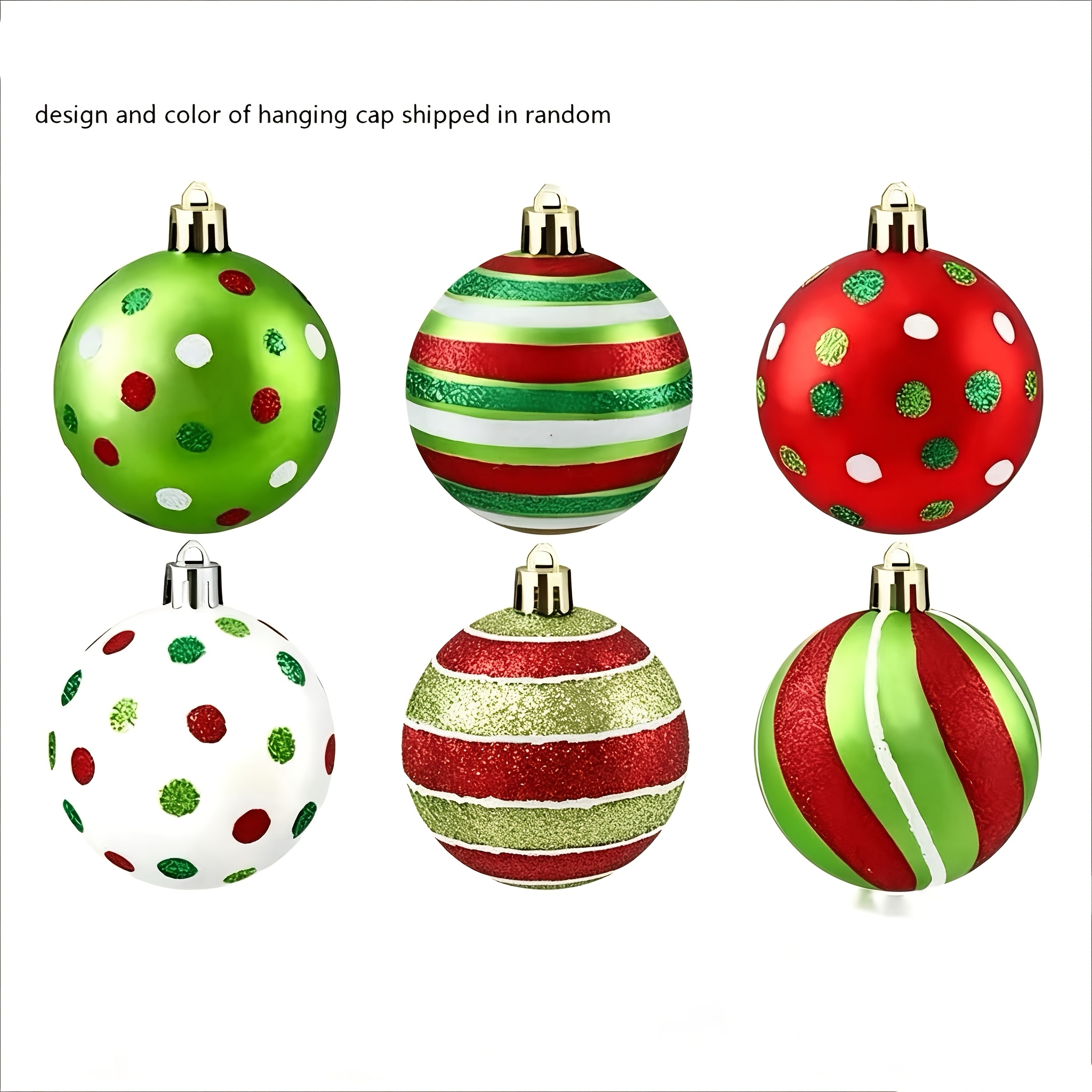 TEMU 6pcs, 6cm/2. Red, Green And White Christmas Tree Christmas Balls Decorations, Christmas Tree Ornaments, Plastic Hanging Balls, Christmas