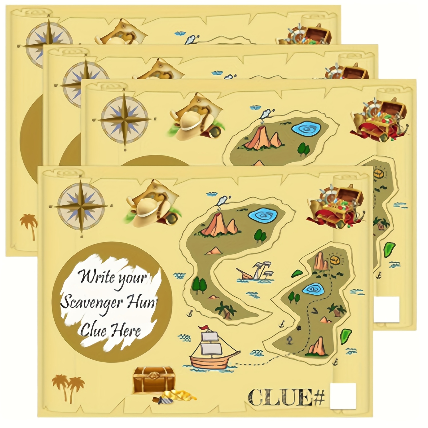 Image of Diy Treasure Map Scratch Card 3 * 4 Inches Hunting Pirate Birthday Party Scratch Tickets Stickers Shower 20pcs