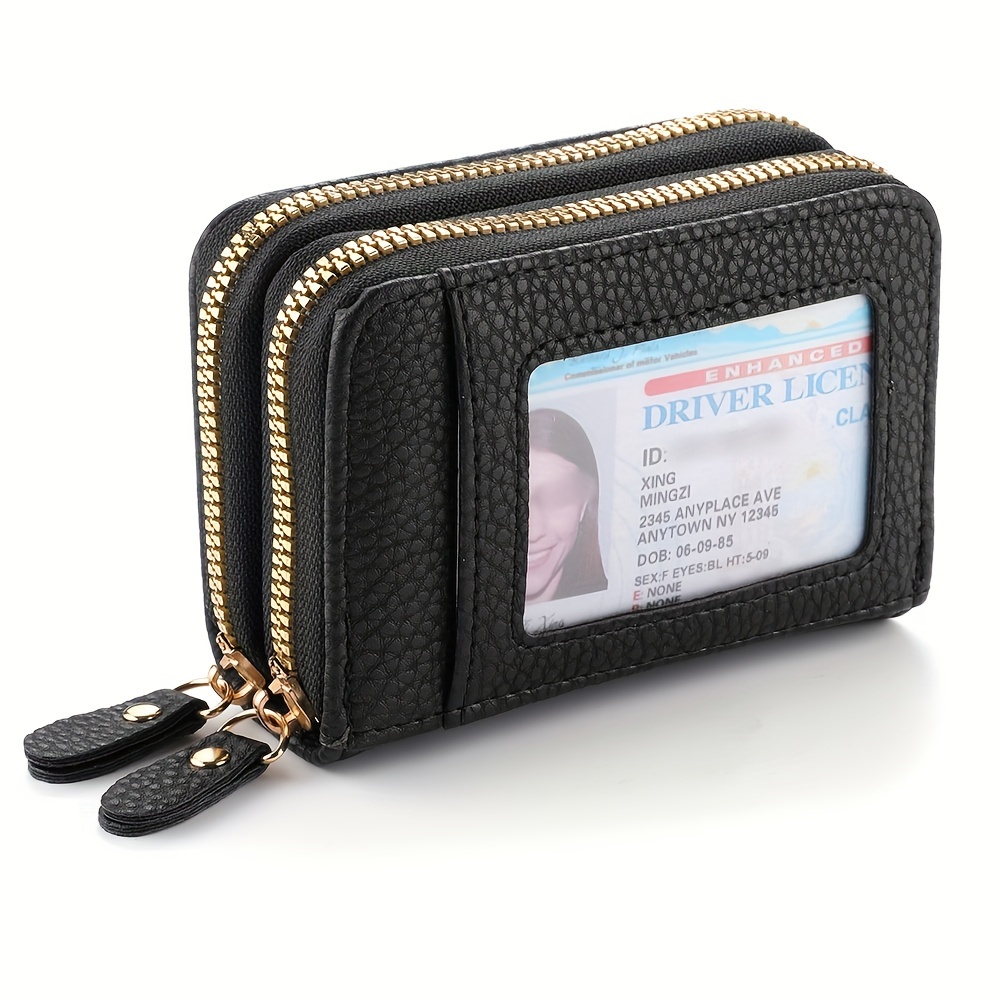 a large capacity credit card holder coin purse double zipper