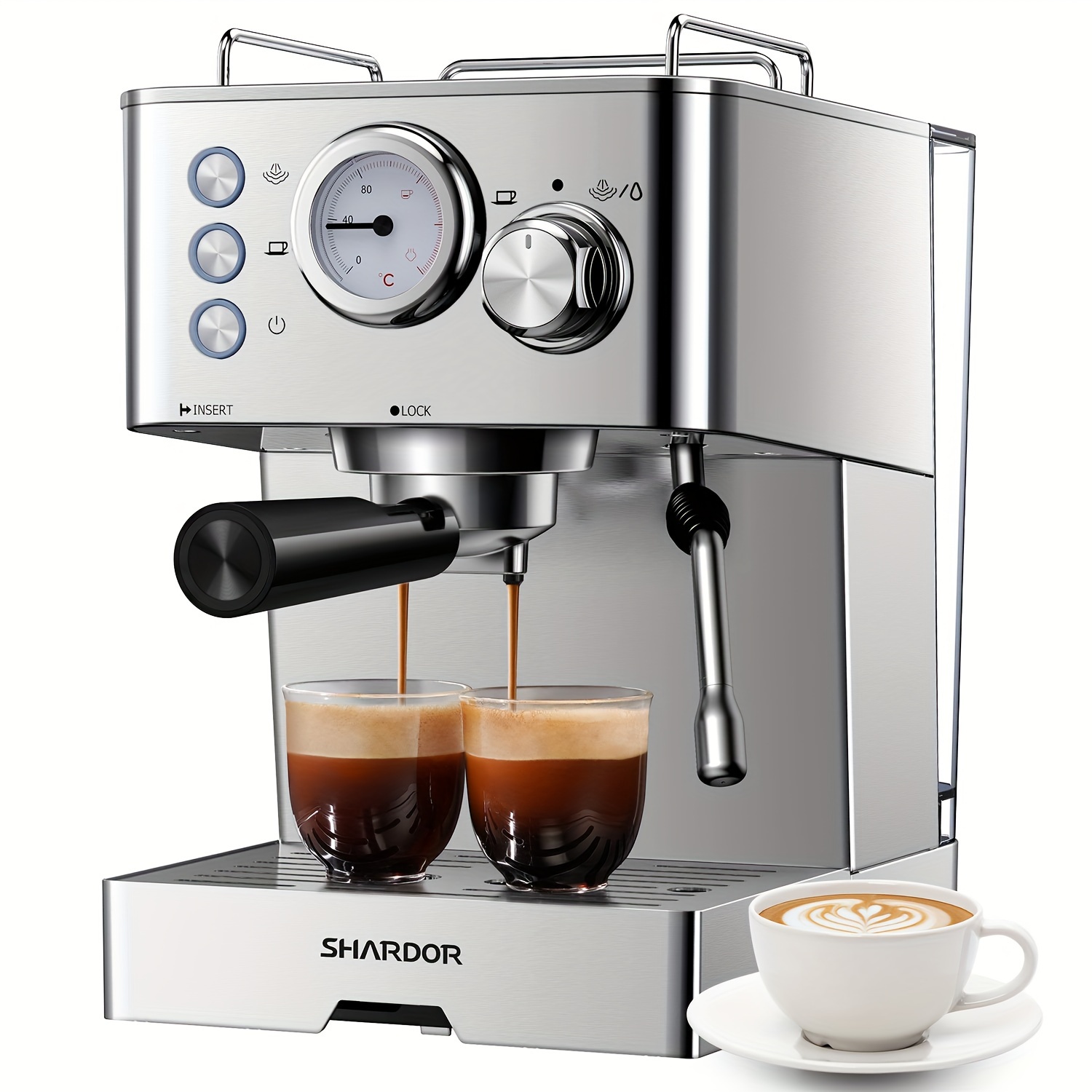 

Shardor Espresso Machine, 15 Bar Fast Heating Machines With Milk Frother, Manual Latte & Cappuccino Maker For Home, 50 Oz Removable Water Tank, 1100w, Stainless Steel