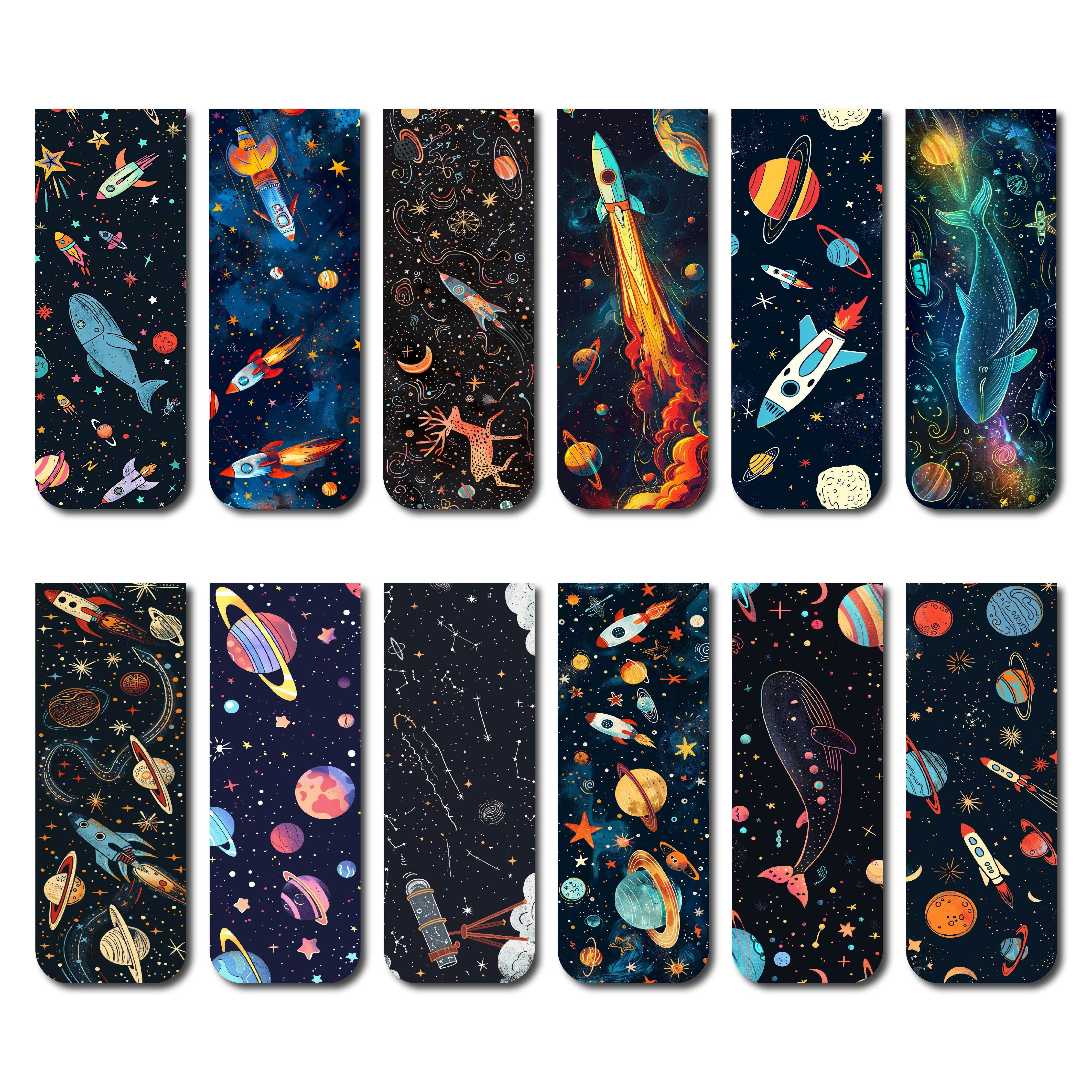 

12-piece Space & Planet Themed Magnetic Bookmarks - Perfect For Teachers And Readers