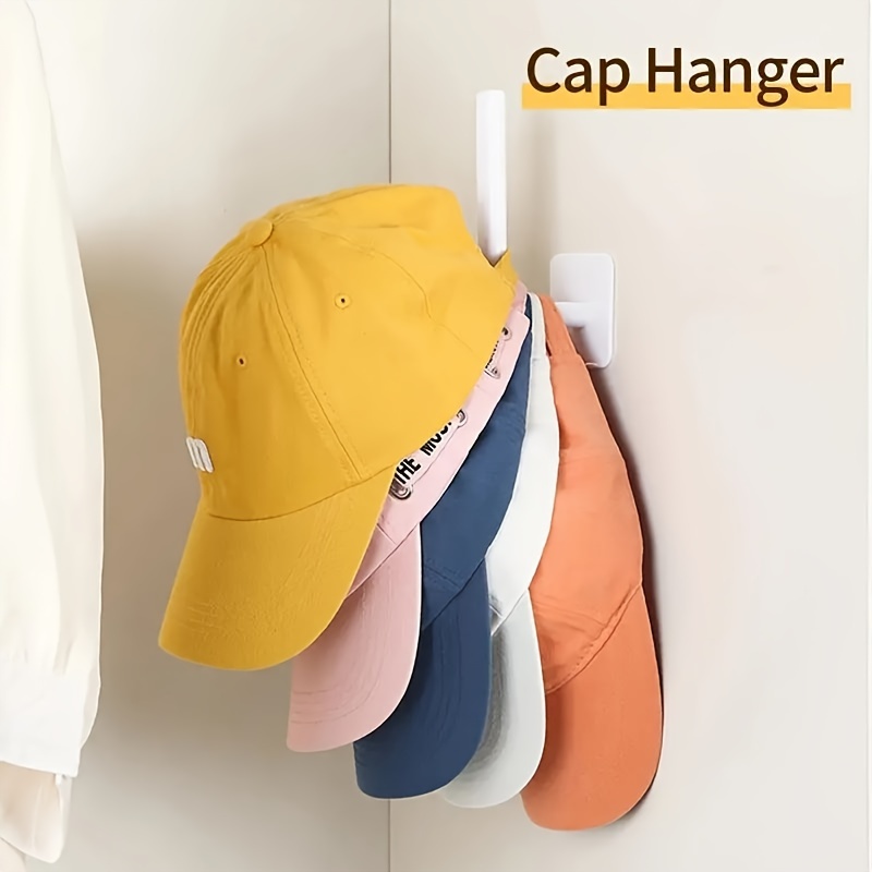 

Contemporary L-shaped Utility Hooks - 1/2 Mount Plastic Cap Hanger, Adhesive Baseball Hat Holder, No-drill Hook Storage Rack