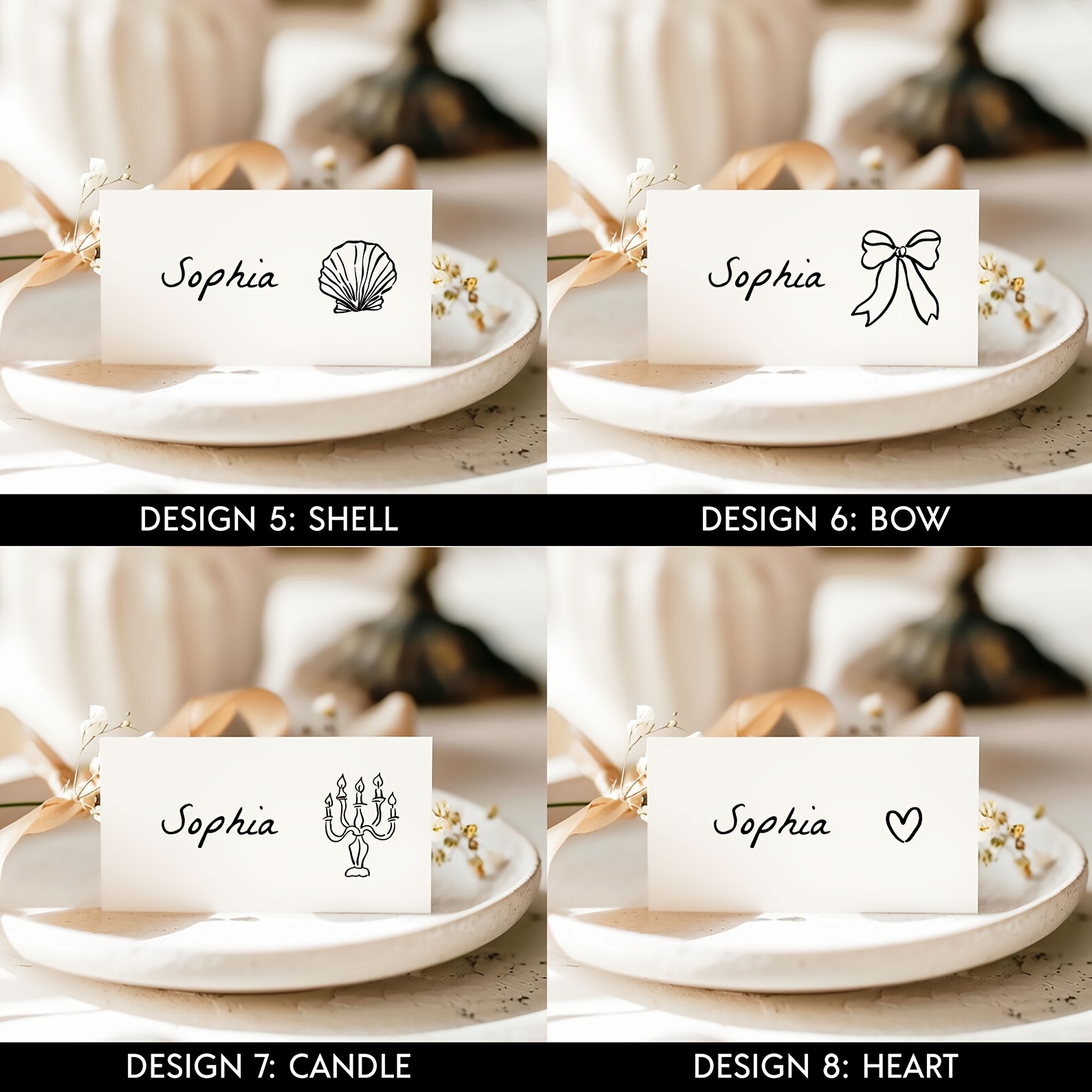 TEMU Hand Drawn Wedding Cards Folded Personalised Name Cards Whimsical Black And White Table Settings With Disco Ball Elegant Wedding Decor
