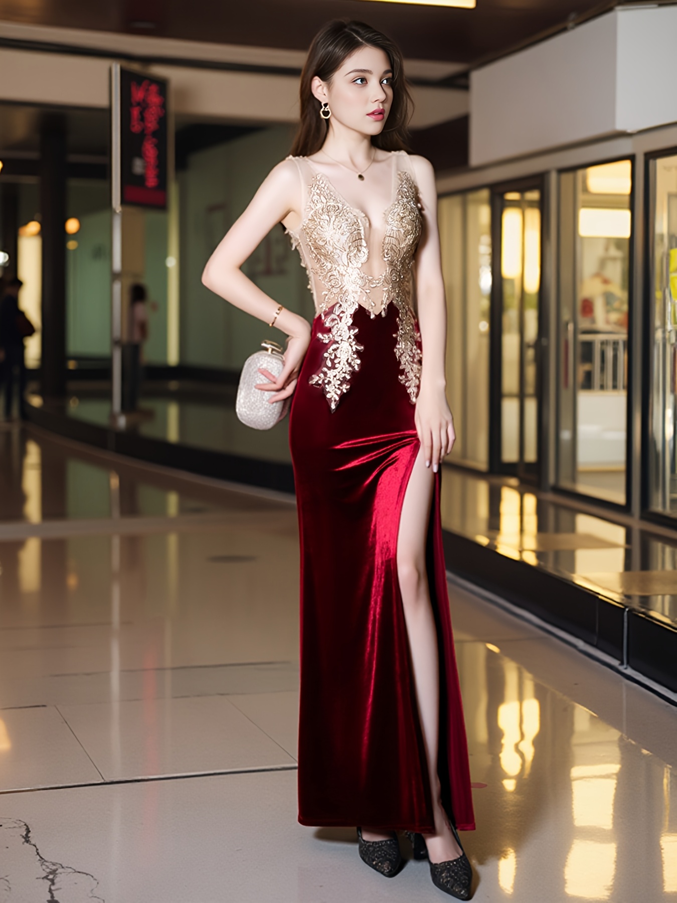 open lace back dress Printed Georgette Full Length Dress main image 0