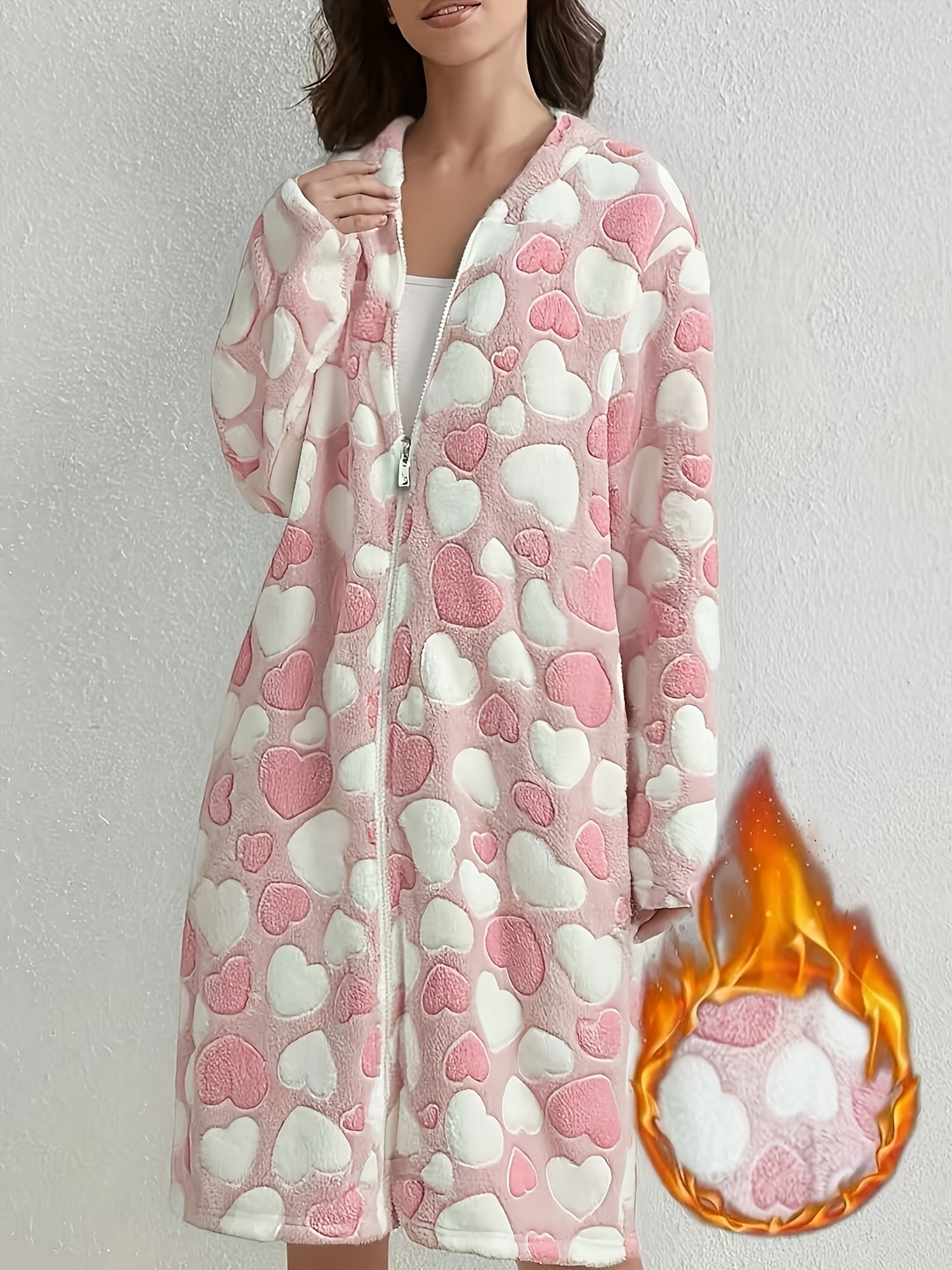 navy blue dress for baby girl Nightgown for Women Warm Fleece Robe Couple Bathrobe Men And Women Winter  Warm Winter Pajamas Loungewear with Pockets Fluffy Dressing Gowns for Women  Thick Fleece Nightgown White M main image 1
