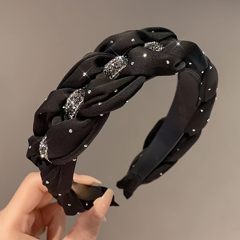 TEMU 女性用 上品なラインストーン付きヘッドバンド、多用途なアウトドア向けヘッドピース、洗顔用トなラインヘッドバンド、女性のヘア用アクセサリー