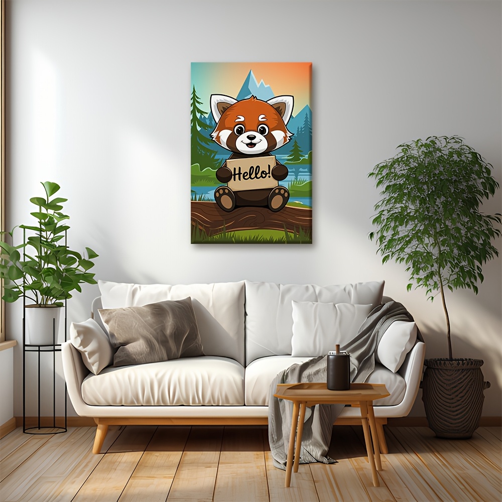 framed canvas wall art cute fashionable animal illustrations maximalist funky pictures ideal dorm decor gift polyester