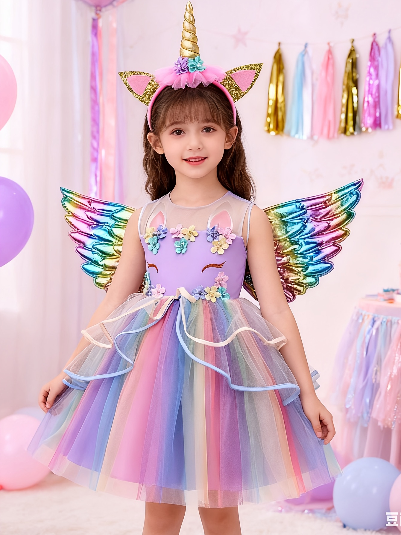 strapless open back dress Girls Unicorn Princess Tulle Costume Dress – Mia Belle Girls main image 0