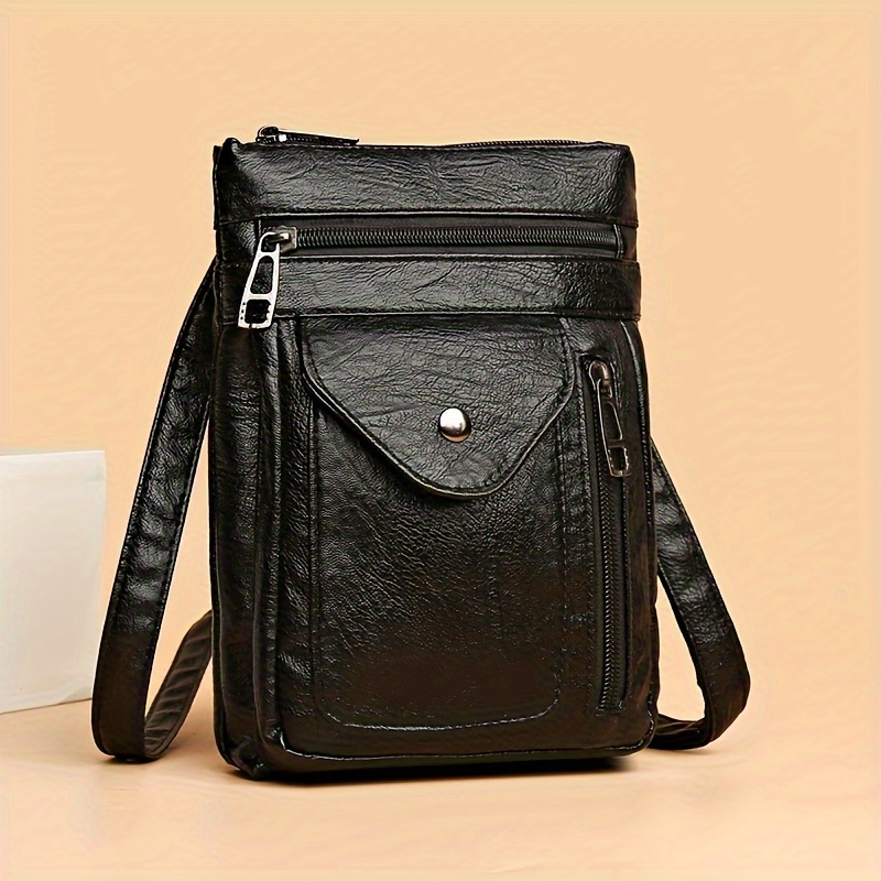 

Chic Mini Vintage Multi- Women's Shoulder Bag - Soft Leather, Adjustable Strap, Casual Crossbody Phone Purse In Black, , , White,