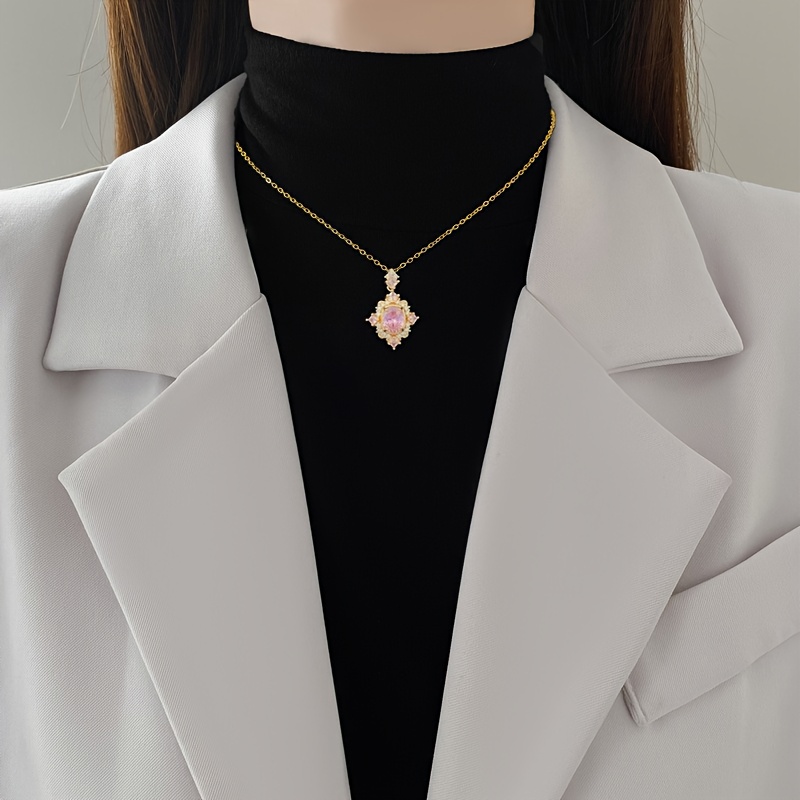 Geometric Diamond-Encrusted Necklace — 18K Gold Plated