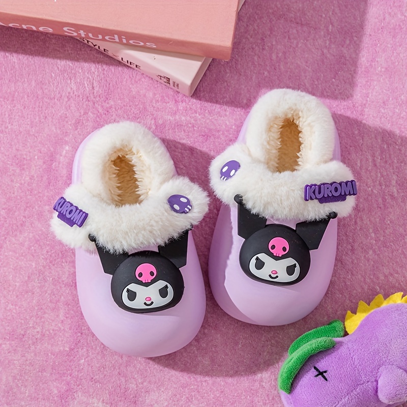 Sanrio Youngsters&#39;s Slippers Autumn and Winter Warm Indoor Anti-slip High Quality Cartoon Heel Shoes