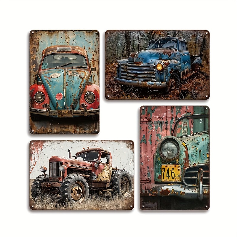 

Vintage Rustic Car Metal Poster - 12x8" Retro Tin Sign For Man Cave, Bar, Garage & Home Decor - Chic Wall Art Gift Idea Vintage Metal Tin Sign Vintage Tin Sign
