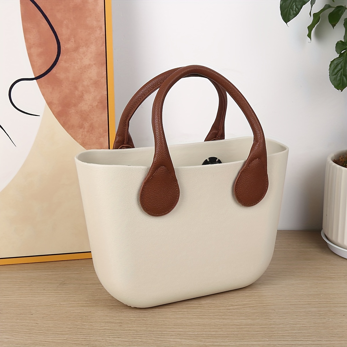 TEMU Luxury High Handbag, Solid Beach Bag, Popular Portable Handbag