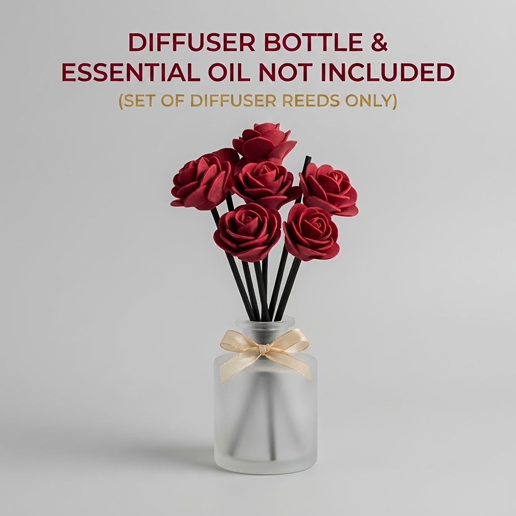 TEMU Bâtonnets de Diffuseur à Lierre Floral, Bâtonnets d'Aromathérapie Rose en Mousse Rouge avec 20 Bâtonnets de Remplacement en Fibre Noire, Ajouts