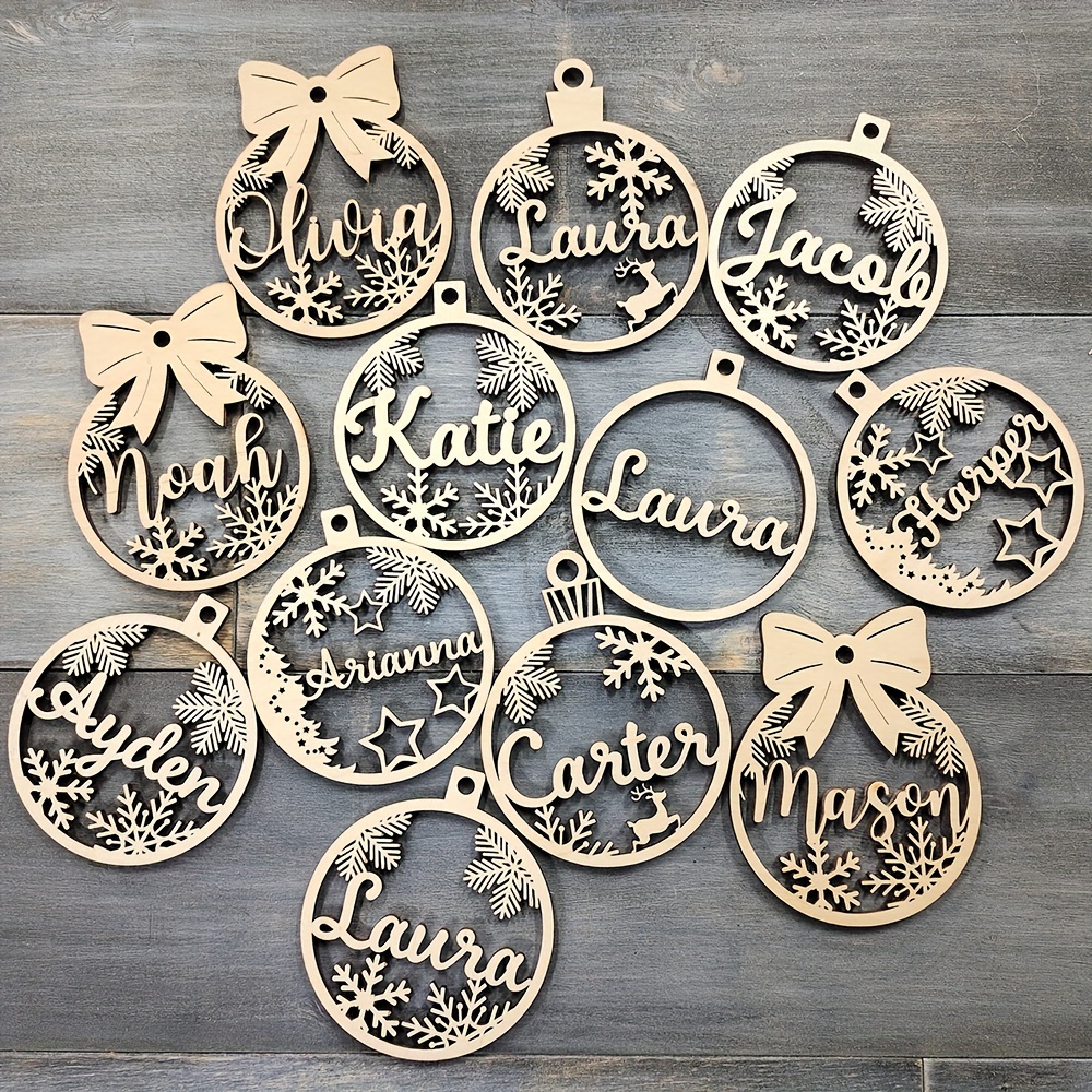 

Custom Wooden Christmas Ornaments - Personalized Tree Decorations With Laser-cut Names & Logos, Gift Tags &