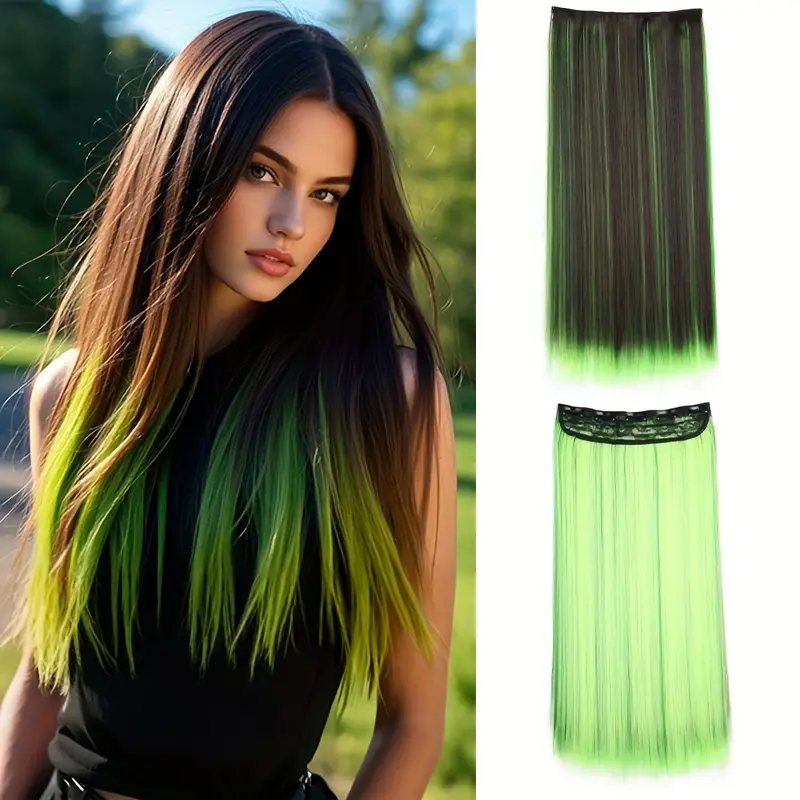 1pc vibrant clip in hair extensions with 5 clips long straight heat resistant synthetic fiber hairpiece for women adds volume length for hair extensions for women versatile hairpiece heatresistant hair details 6