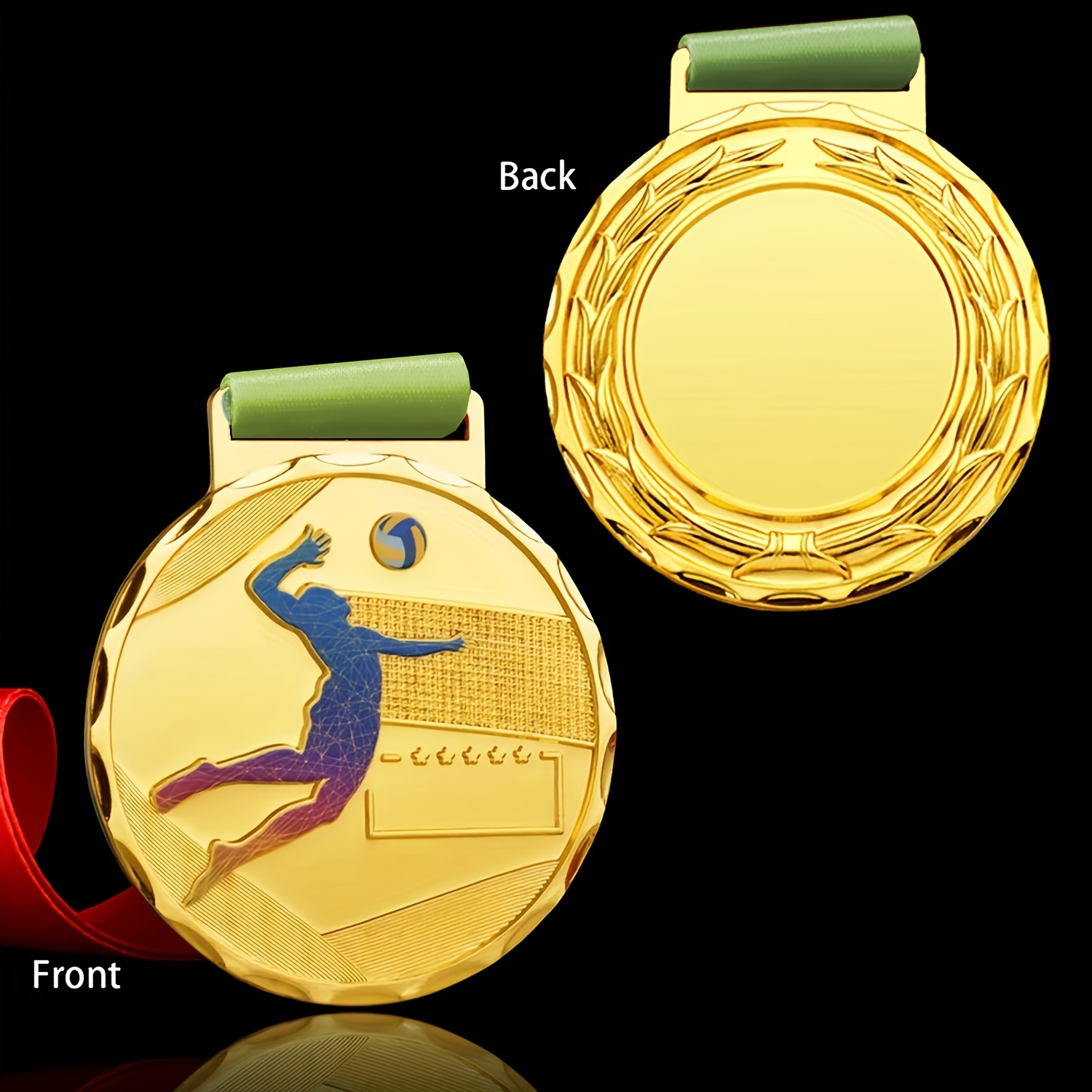 TEMU Personalized Custom Metal Volleyball Tags, Golden, Silver, Bronze Medals, Alloy Materials, Competition Medals, Volleyball Event Commemorative