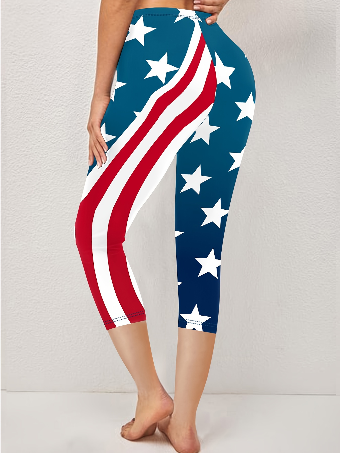 American Flag Print Skinny Leggings Casual Every Day Capris - Temu