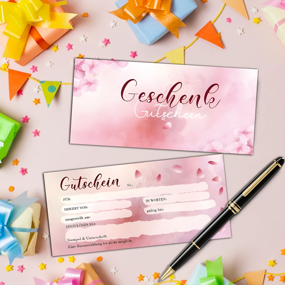 E-shop 20 Stück, Pinke Geschenkkarten-Coupons, geeignet für deutsche Geschenkgutschein-Geschenk-Schalen und Zusatzkarten, geeignet für kleine