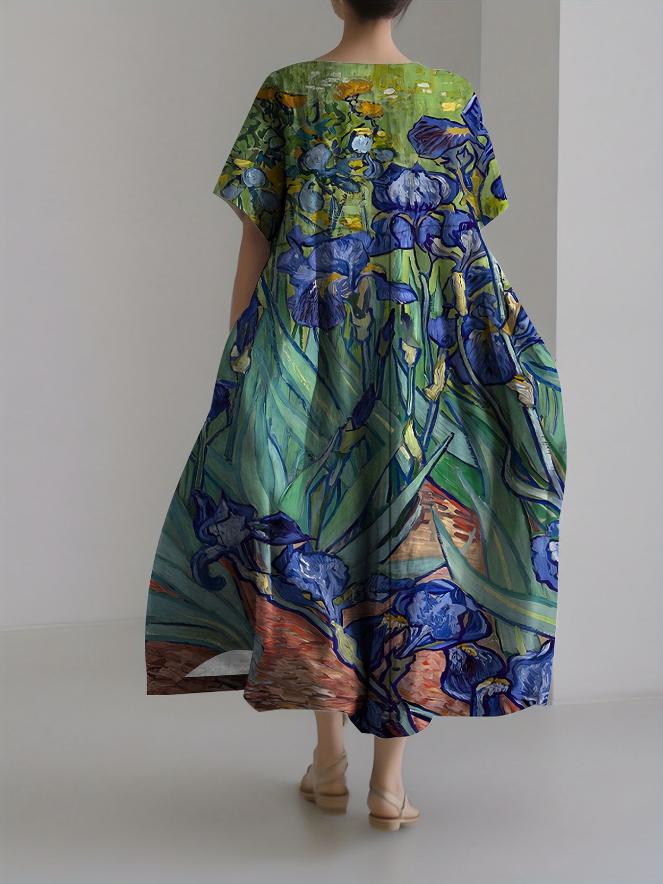 plus size womens floral print maxi dress flowy party