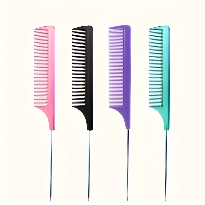 

1pc Professional Comb With Stainless Steel Pins - Fine Tooth, Detangling Hairbrush For All Hair Types,