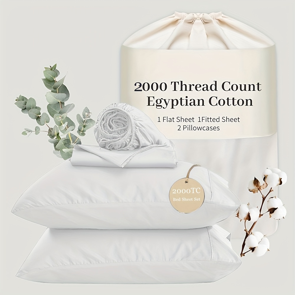 TEMU 4pcs Sheets 2000 King Size, 4pcs 16" Deep Pocket - Cooling And Breathable Ultra Soft Bedding For Hotel