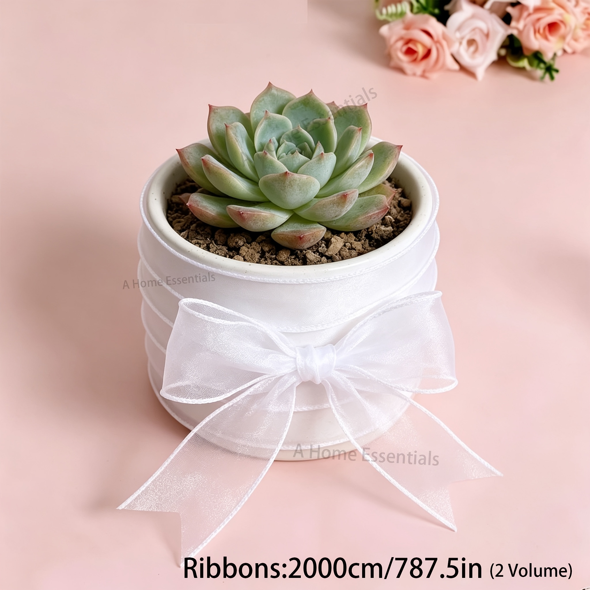 TEMU Cadeauverpakkingslint, Organzalint, 2 Rollen van Elk 2000cm, voor Boeket Cadeauverpakking, Cadeauverpakkingsstrikken, Randdecoratiestrikken voor