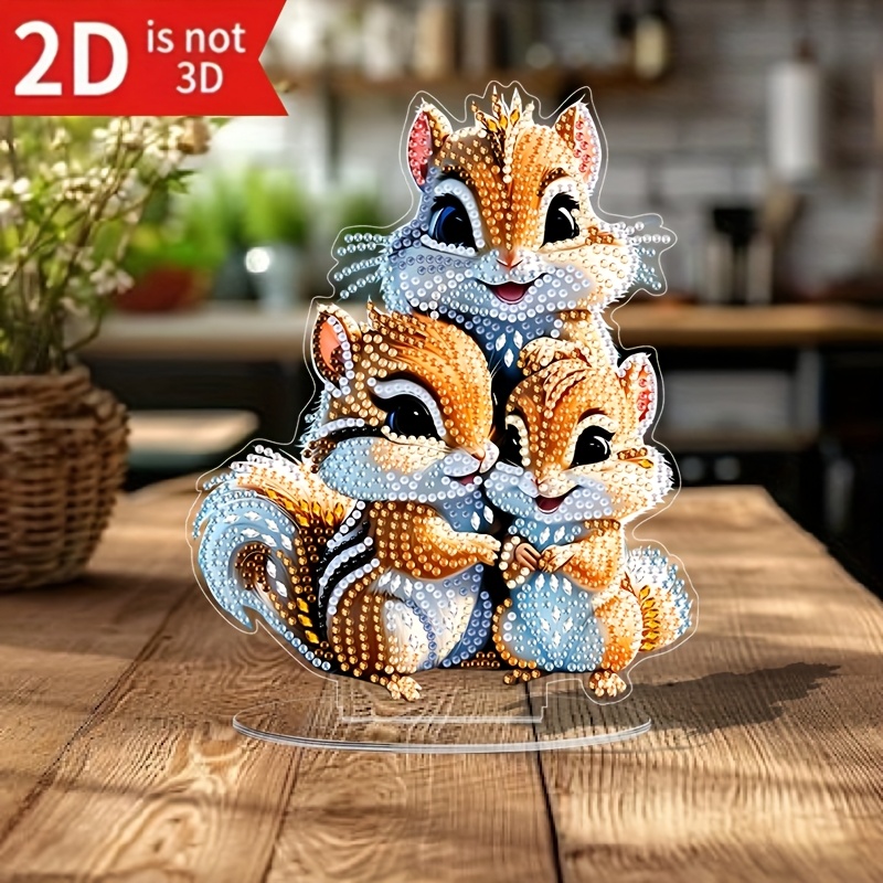 2d/flat Kit - Designed By 3 Squirrels, Featuring Shaped Diamonds, Perfect For Desk Decoration And Gifts
