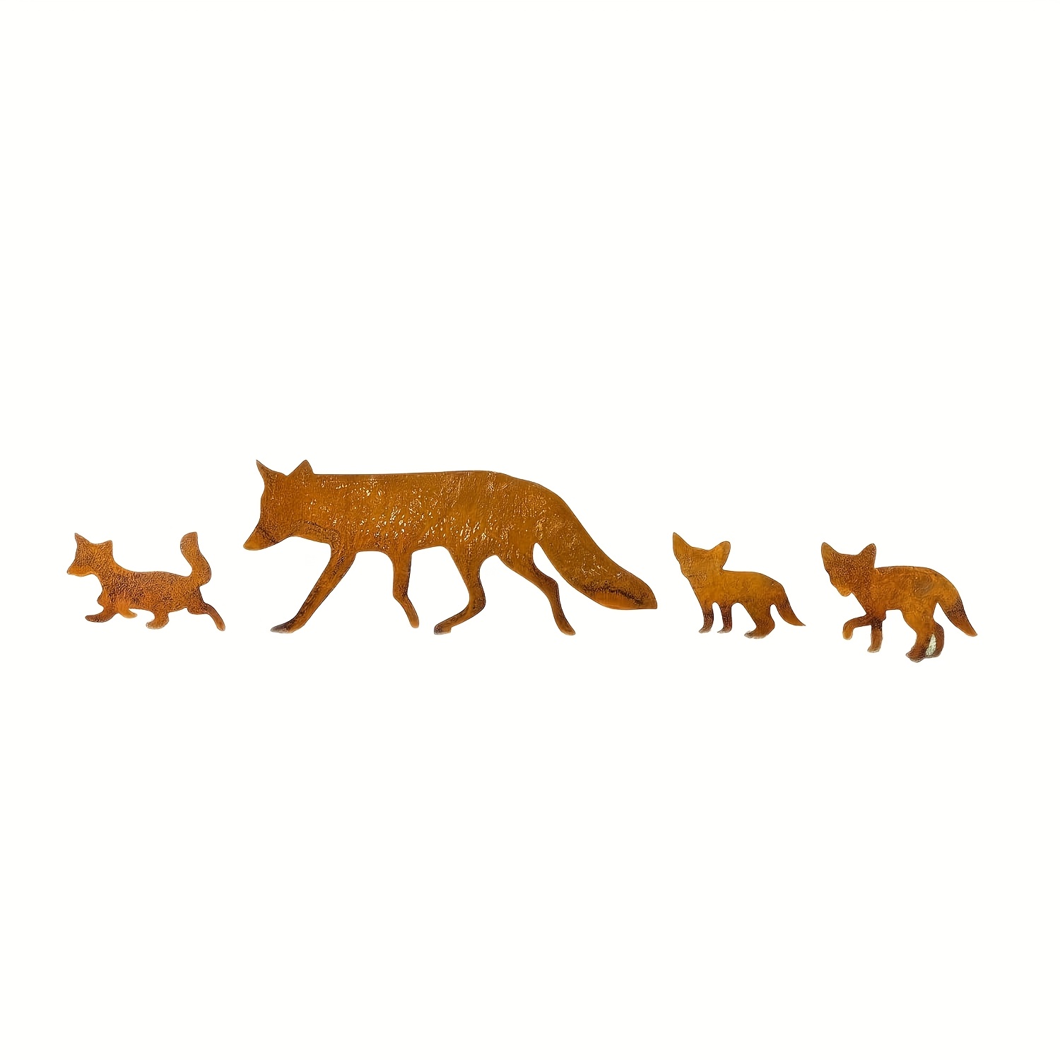 4pcs Embroidered Fox Metal Garden Stake Set Fox Garden Decoration For Outdoor Metal Courtyard Art